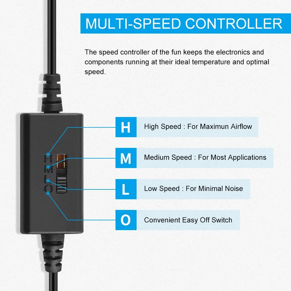 Mini USB wentylator komputerowy 140 mm Multi-Speed Redukcja ciepła 2 szt.