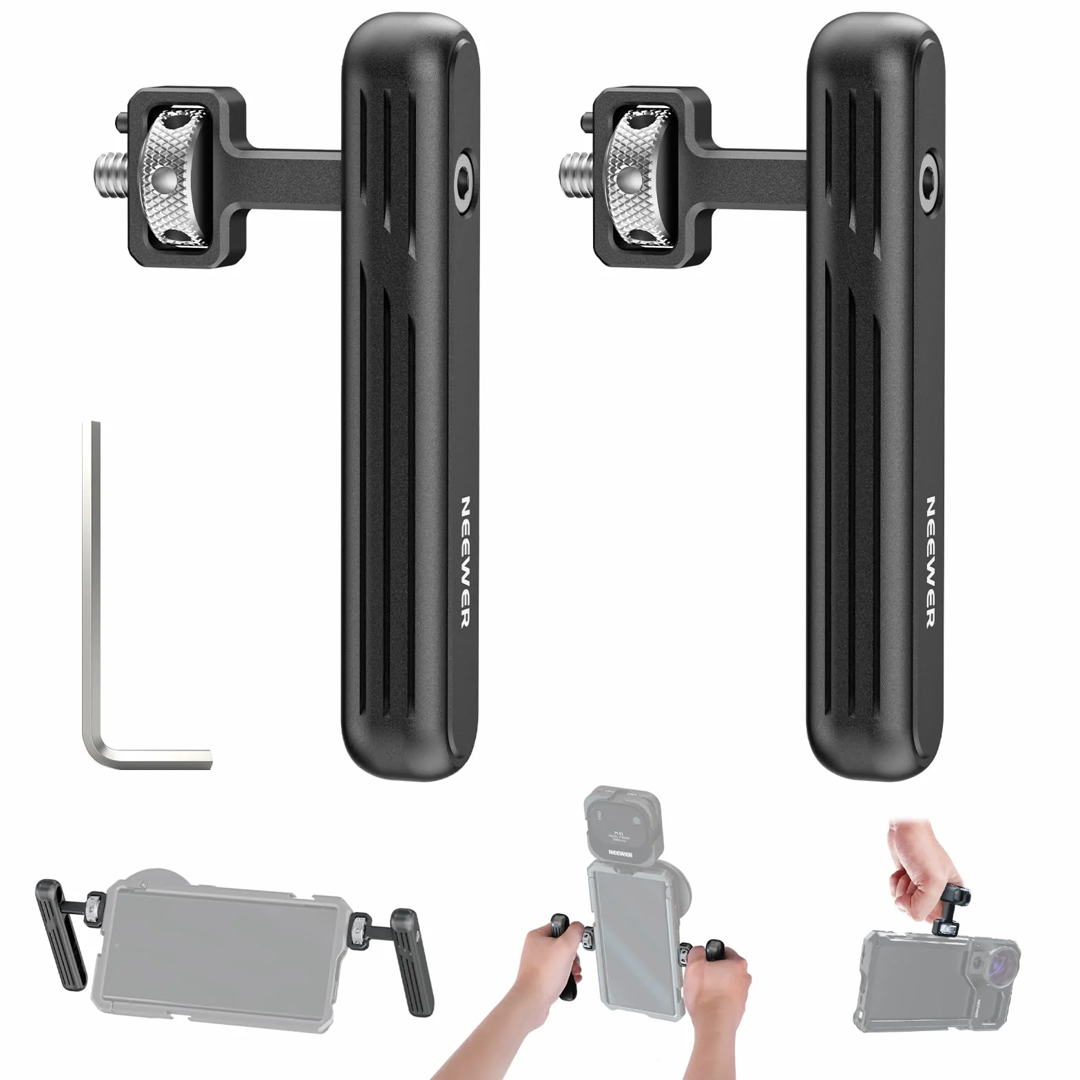 Neewer PA027 Obrotowy uchwyt boczny górny do iPhone 16 15 Pro Max Samsung S24 S23, śruba 1/4 cala, platforma do nagrywania