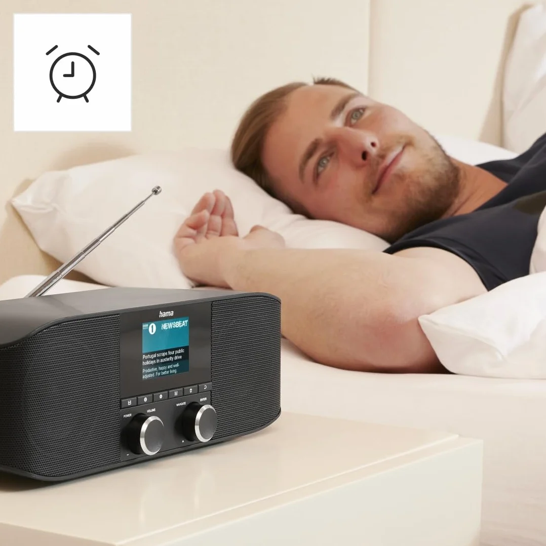 Hama DAB Plus Radio Kuchenne Bluetooth DR1410BT Cyfrowe Stereo Budzik AUX 3,5 mm FM Kolorowy Wyświetlacz Czarny