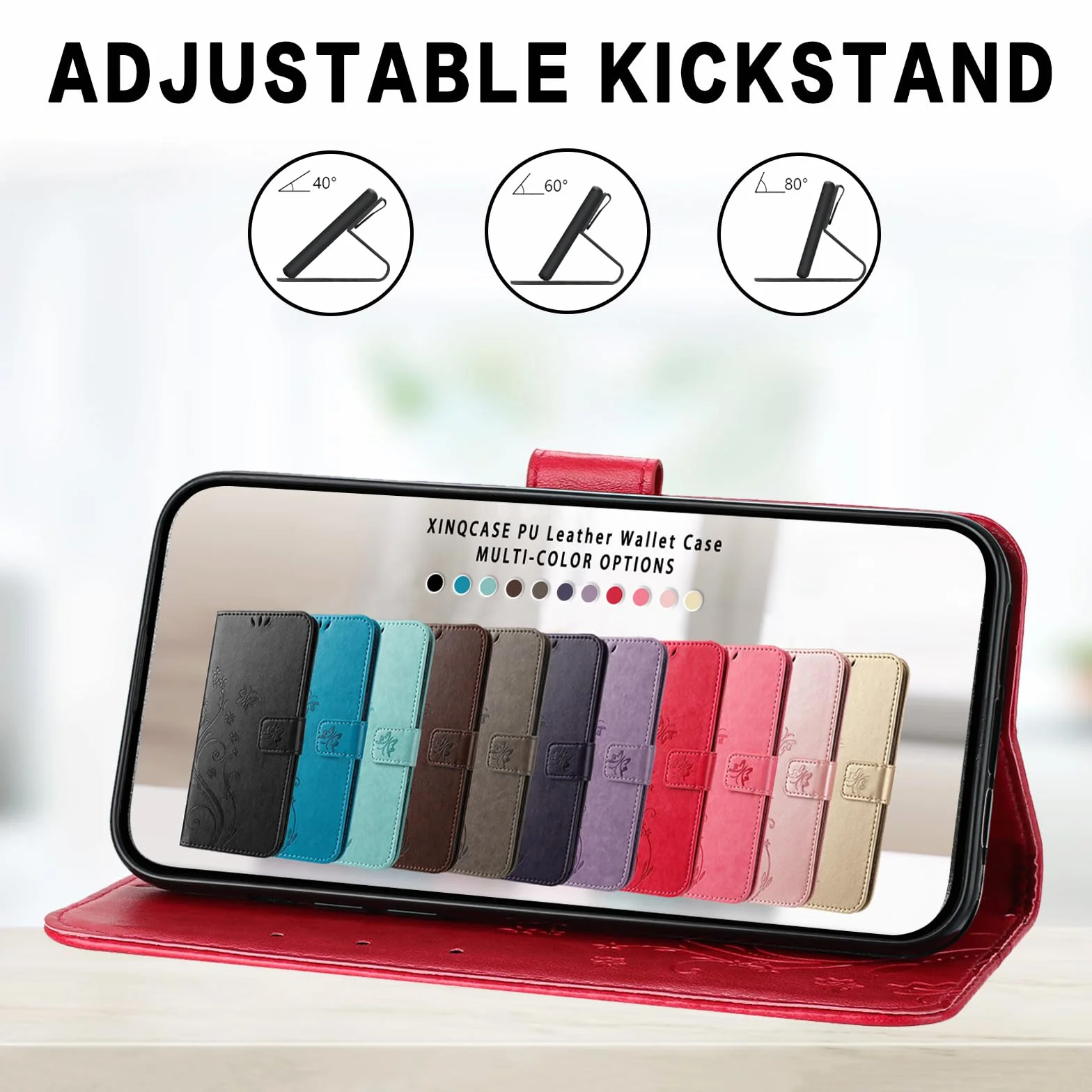 Etui Samsung Galaxy A54 5G, etui ochronne ze skóry PU z klapką, czerwone