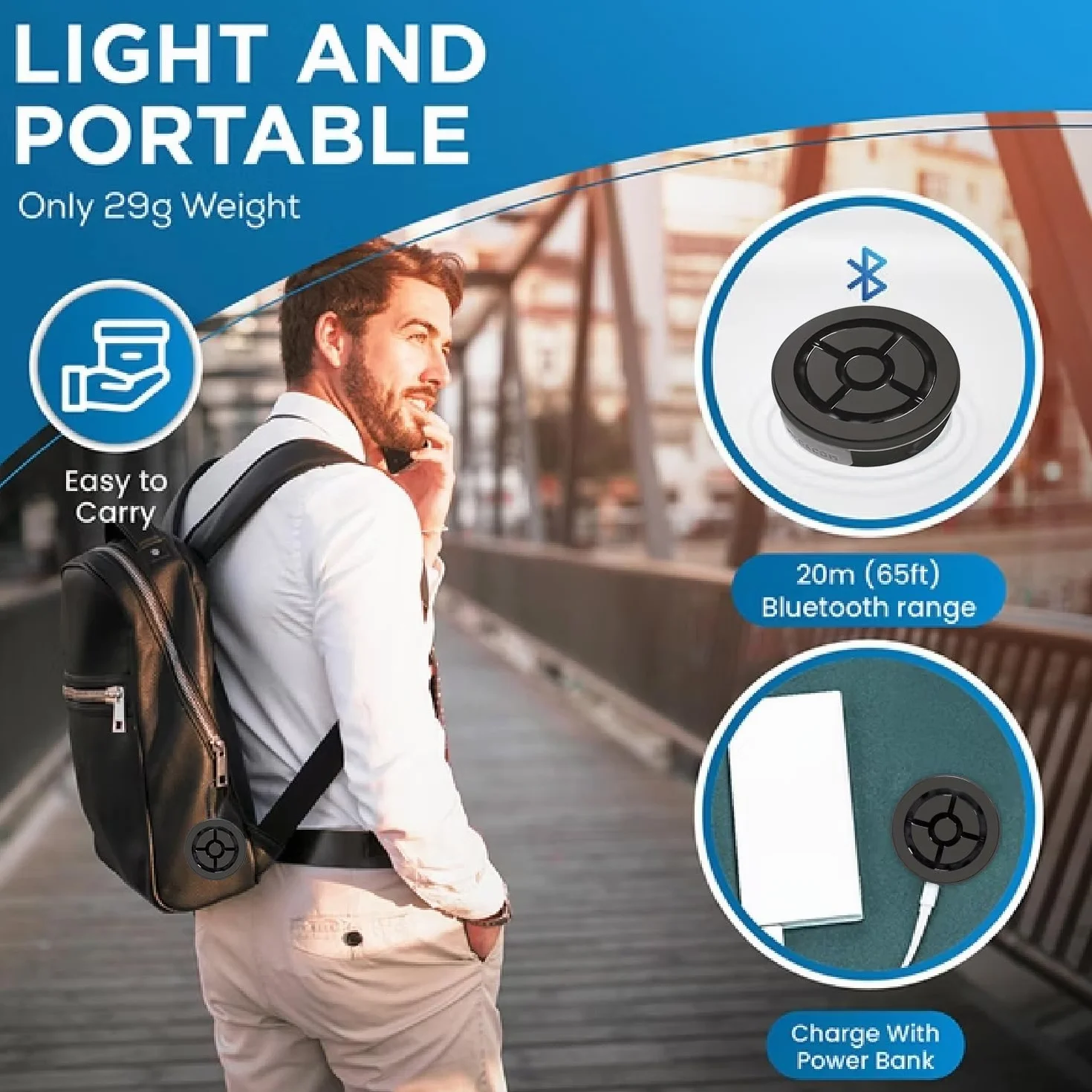 MEGACOM DuoMon 3 Standard Auto Catch Spin Device Wireless Bluetooth 20m Vibration Notifications Dual Charging Player iOS 14+ Android 8+