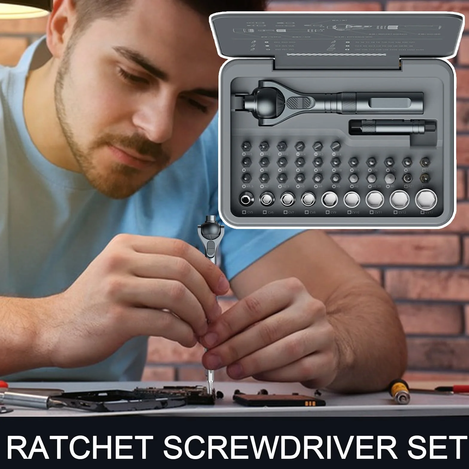 Zestaw Kluczy Nasadowych Wielofunkcyjny Klucz Grzechotkowy z Wkrętakiem | Wielofunkcyjny Zestaw Z Ergonomiczną Rękojeścią Do Napraw Samochodowych I Mechaniki