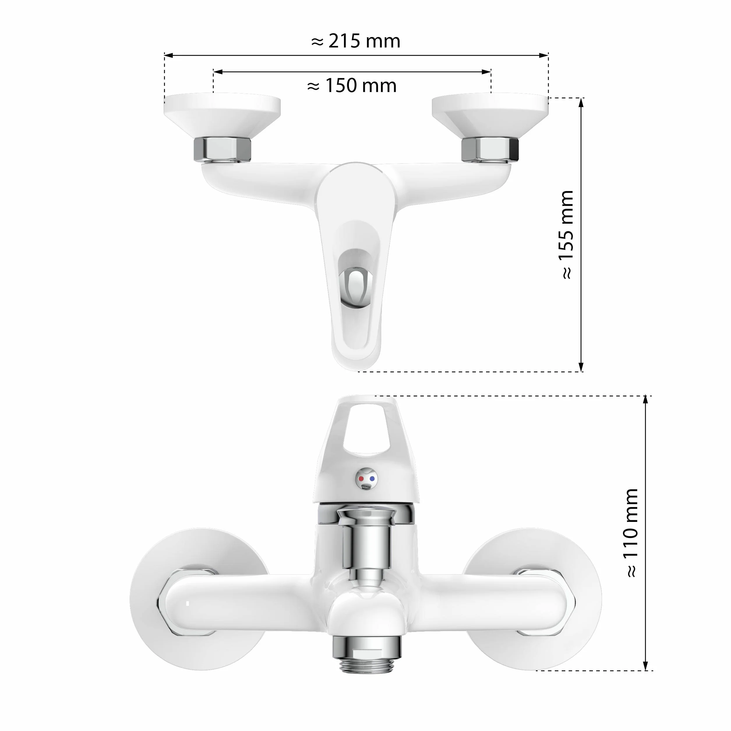 EISL NI023SCR-W SPEED bateria wannowa z mieszaczem do wanny, jednouchwytna bateria do wanny, biała, 12,7 x 17,8 x 8,6 cm; 800 g