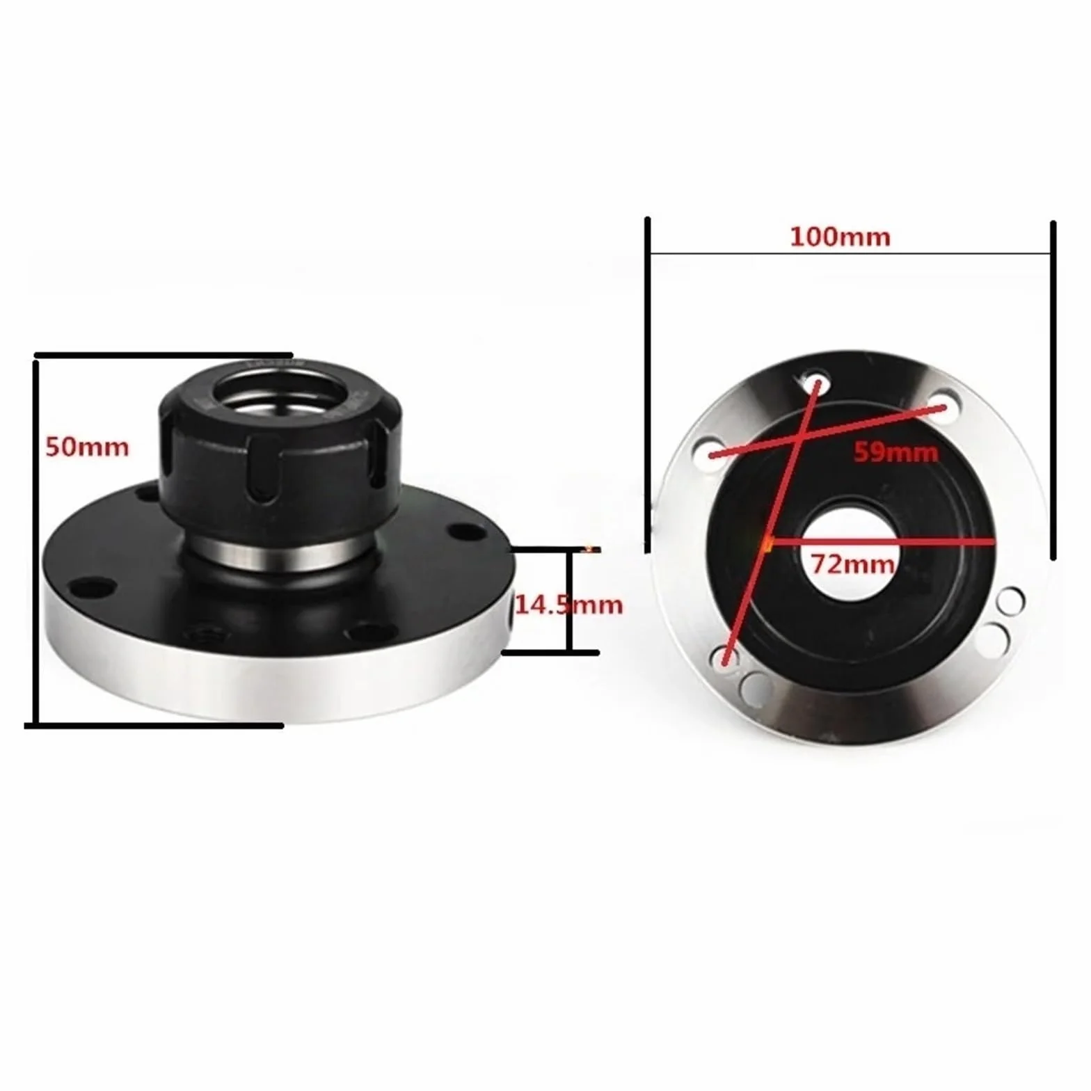 Mini kołnierzowy czteroosiowy uchwyt zaciskowy ER16 ER20 ER25 ER32 ER40 f- 45mm 60mm 80mm 100mm(Er32-100mm)