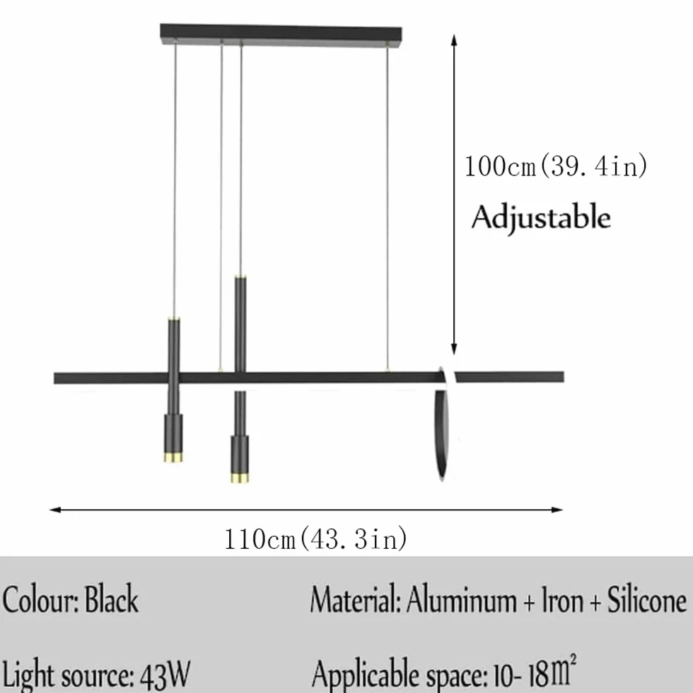 Lampa wisząca z długim pierścieniem, oświetlenie LED i reflektor, metalowa linka, prosta dekoracja do jadalni i salonu, regulowana lampa sufitowa, żyrandol z trójkolorowym oświetleniem.