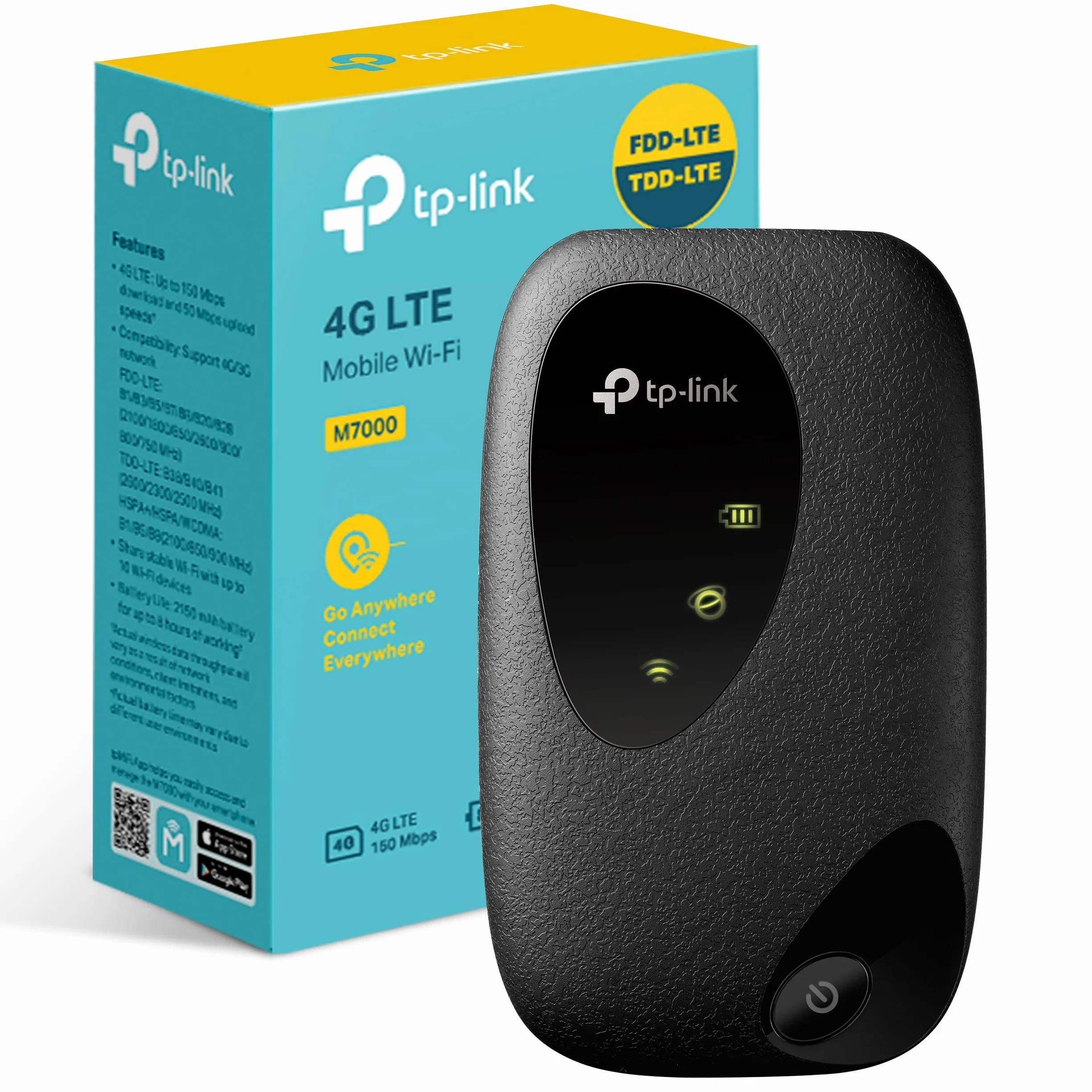 TP-Link M7000 | Przenośny Hotspot 4G LTE | Prędkość pobierania do 150 Mb/s | Obsługa do 10 urządzeń | Bateria 2000mAh | Plug & Play | Kompaktowy design