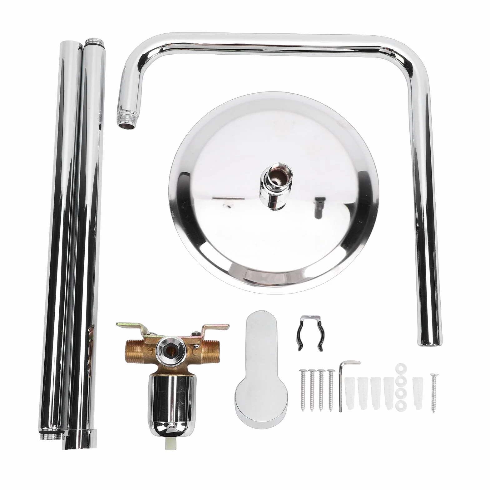 Zestaw Prysznicowy na Zewnątrz, Deszczownica ze Stali Nierdzewnej 304 z Galwanizowanym Wykończeniem, do Podwórka, Basenu na Patio i Plaży