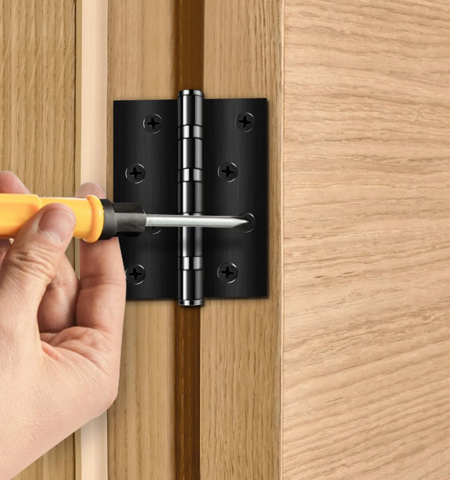 4 zawiasy do dużych obciążeń 100 × 76 × 13 mm, Bolatus zawiasy składane, czarne, z 8 otworami, zawiasy do drzwi z łożyskiem kulkowym, stal nierdzewna ze śrubami, zawiasy do masywnych drzwi, bramy
