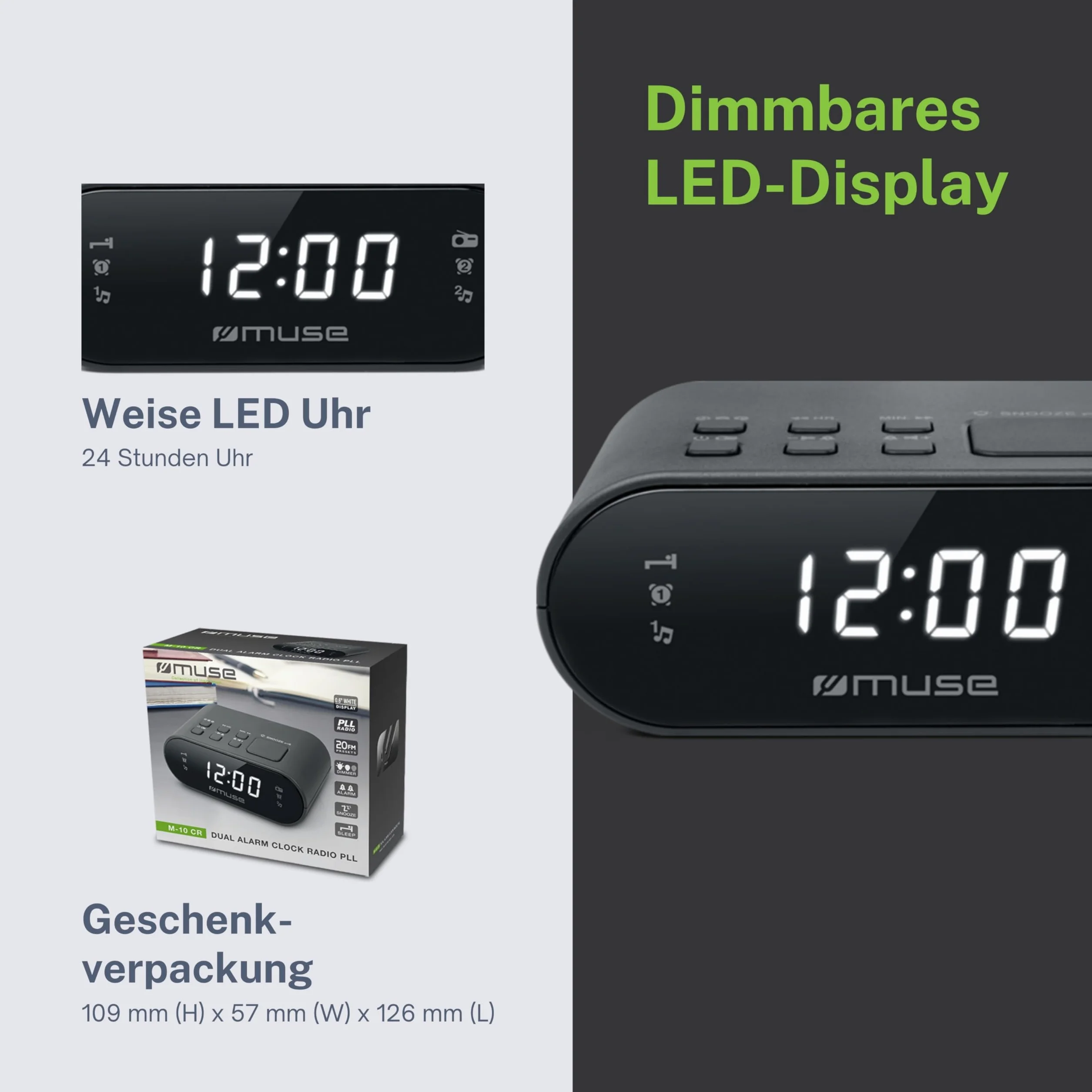 Radiobudzik MUSE M-10 CR Czarny