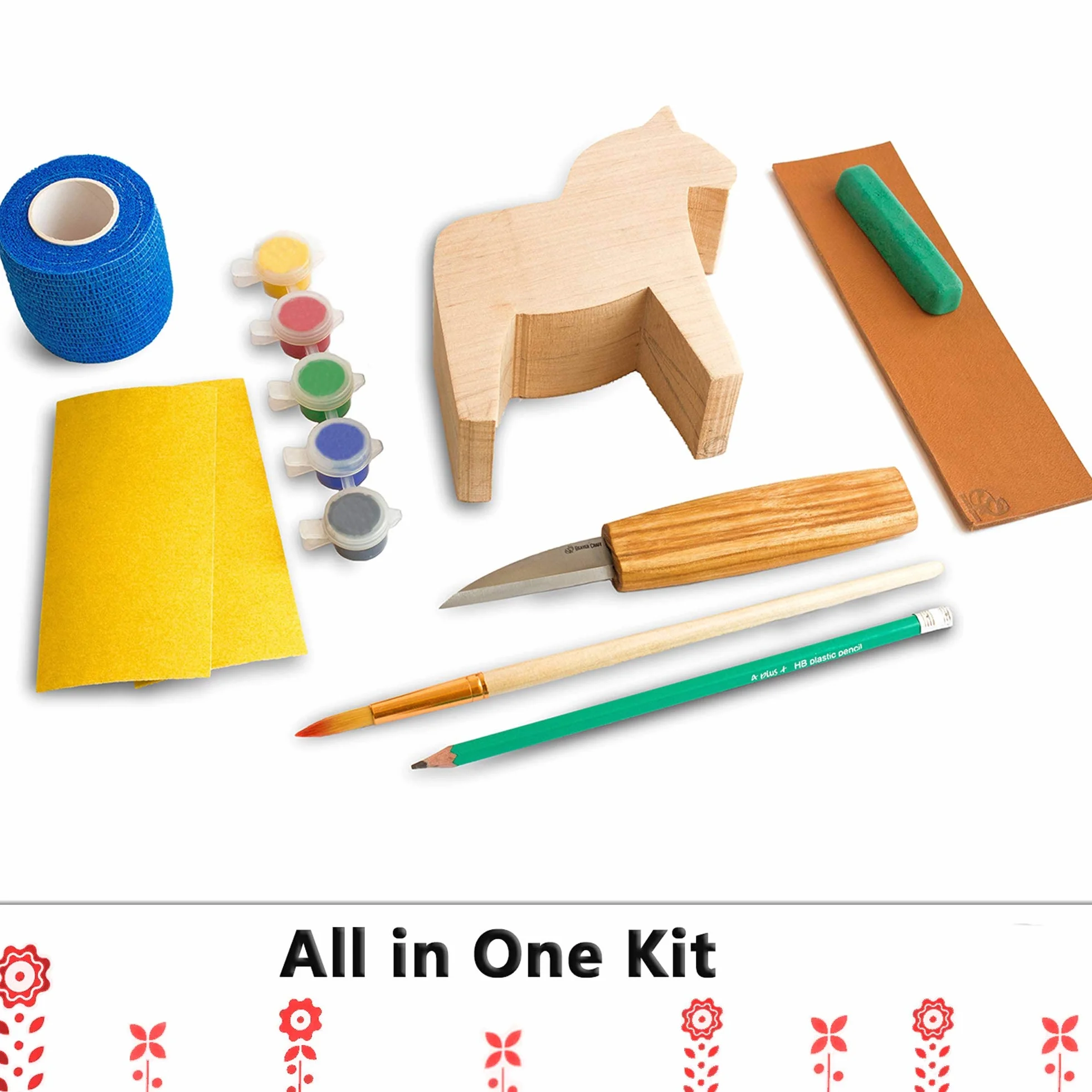 BeaverCraft Zestaw do rzeźbienia w drewnie z nożem do strugania drewna lipowego DIY02 Dala Horse dla dorosłych i nastolatków Narzędzia do rzeźbienia w drewnie Prezenty hobbystyczne