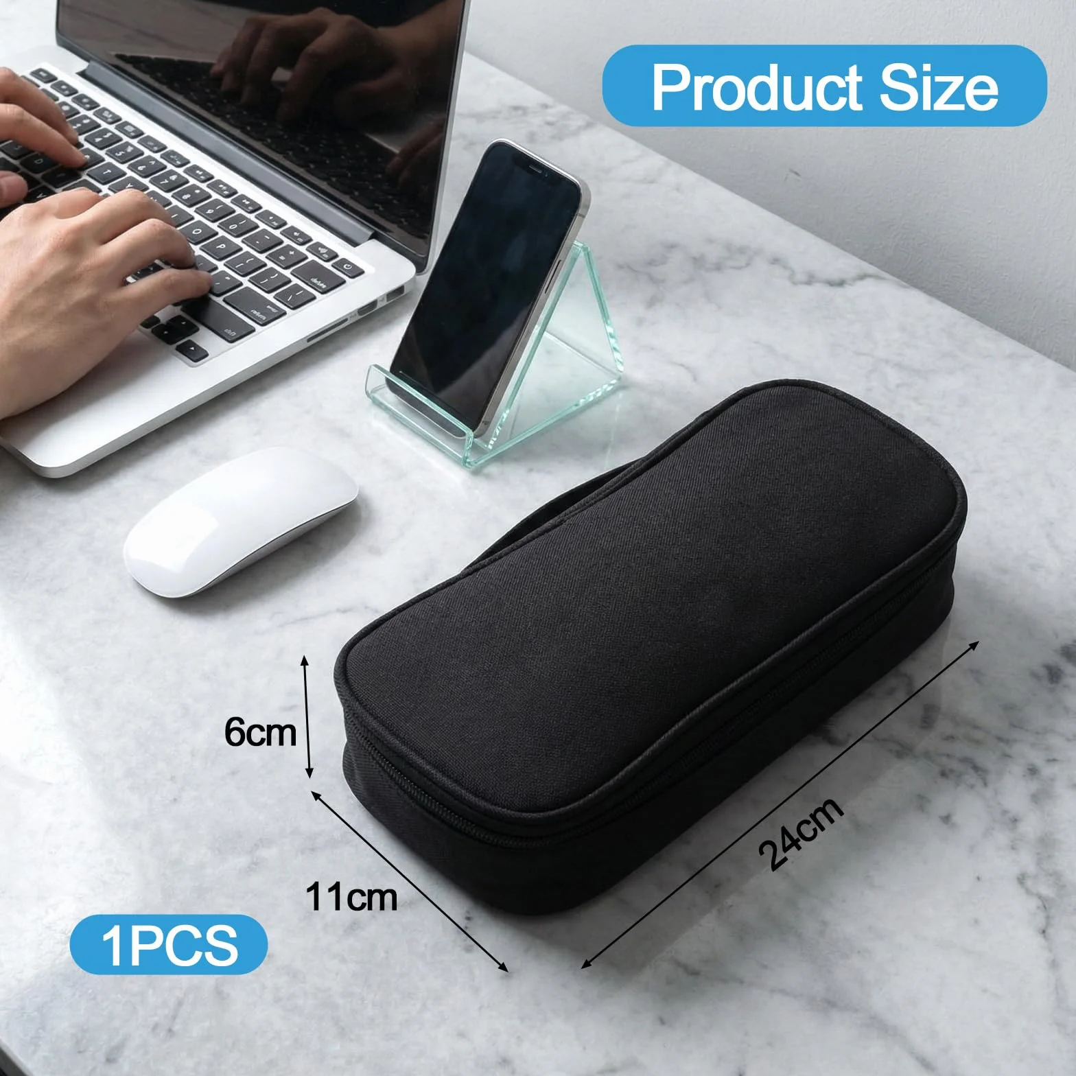 Wodoszczelny organizer na kable 600D Oxford Tech Pouch z karabińczykiem czarny