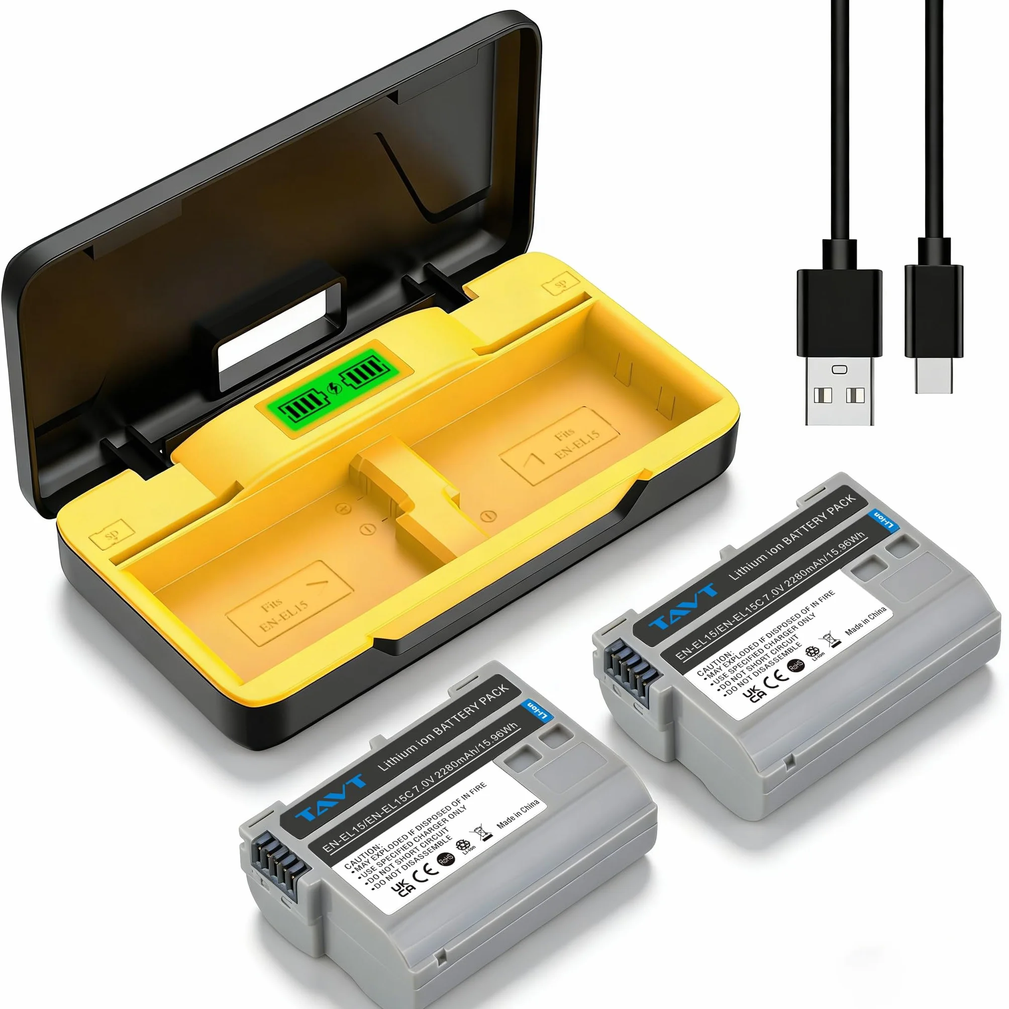 2280 mAh EN-EL15 EN-EL15C akumulator i ładowarka kompatybilna z Nikon D850, D810, D810A, D800, D800E, D780, D750, D610, D600, D500, D7500, D7200, D7100, D700 00