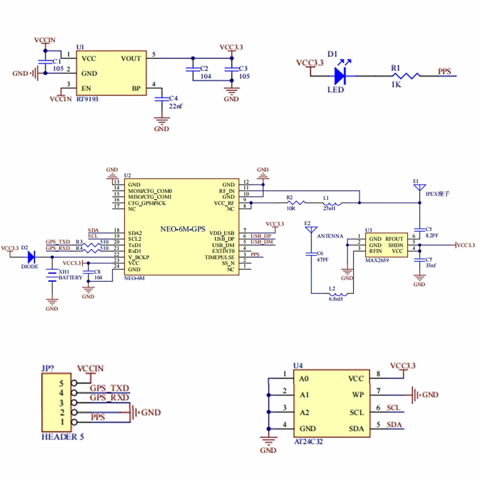 Seamuing Moduł GPS NEO-6M Mały Odbiornik GPS Niska Moc Wysoka Czułość Antena IPEX dla Arduino STM32 UNO R3