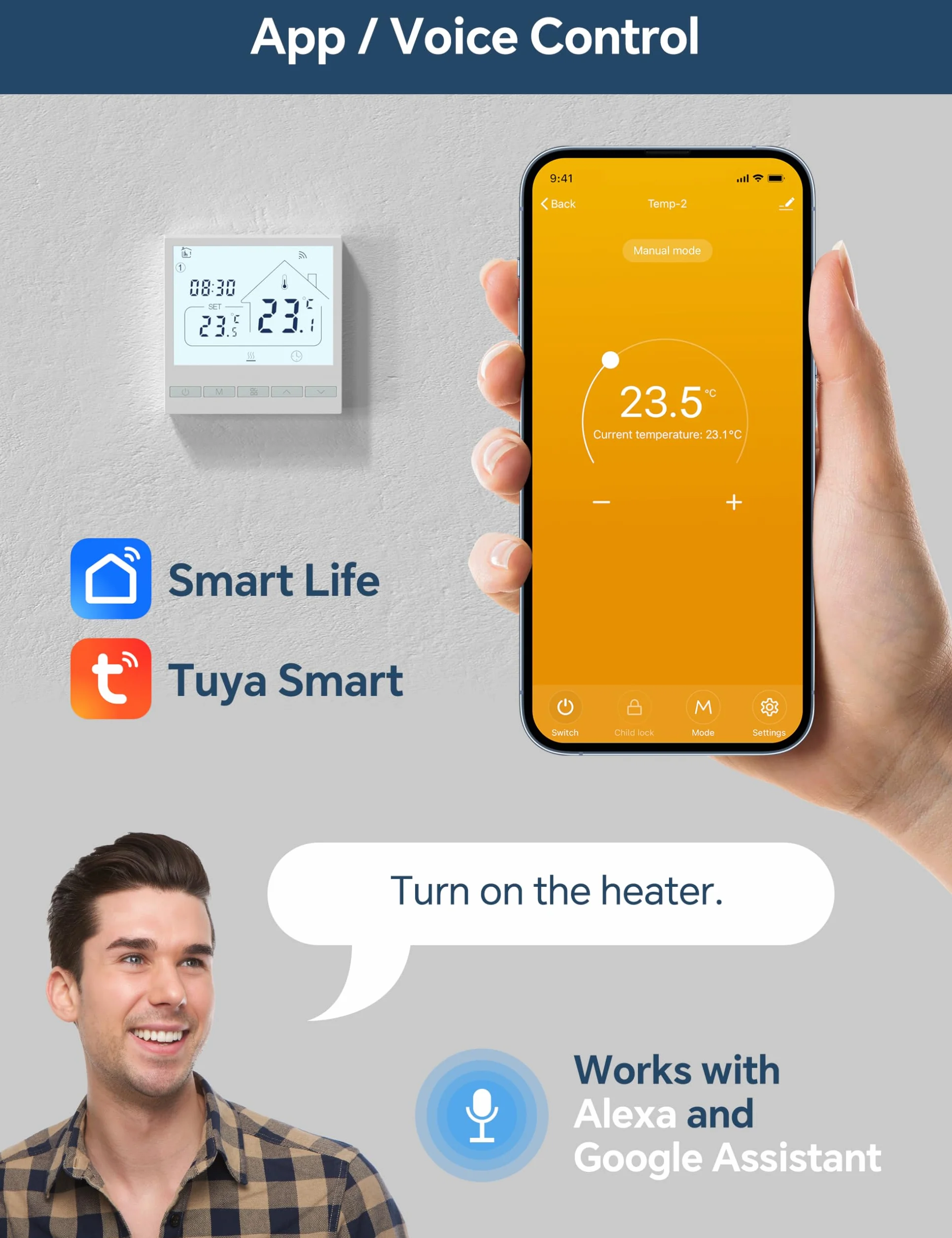 BEOK Tygodniowy programowalny inteligentny termostat Tuya, sterowany głosem Alexa termostat do ogrzewania podłogowego gazowo-wodnego. 3 A TOL47WIFI