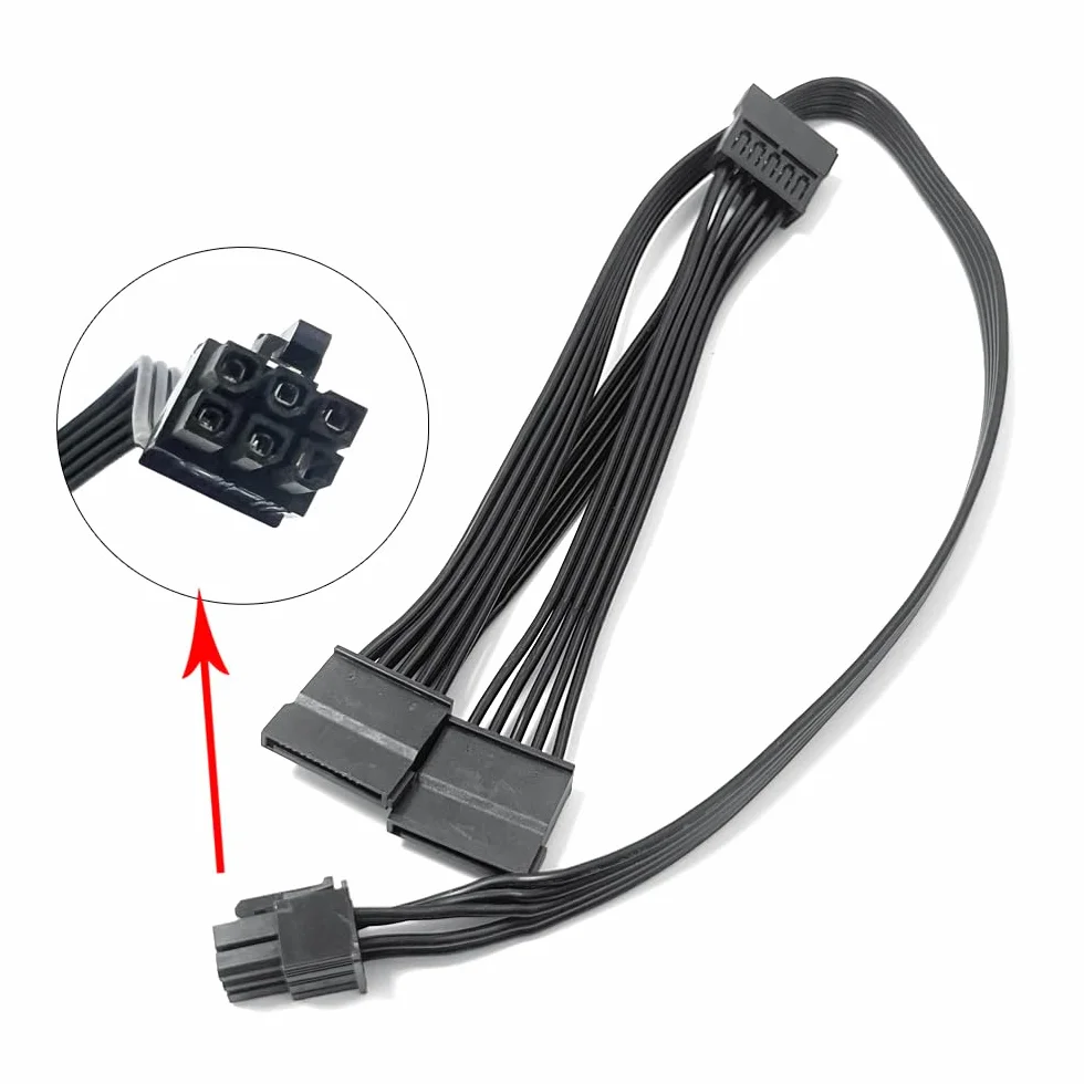 Gintai Kabel zasilający PCI-e 6 pin do SATA 15 pin 50 cm do Seasonic
