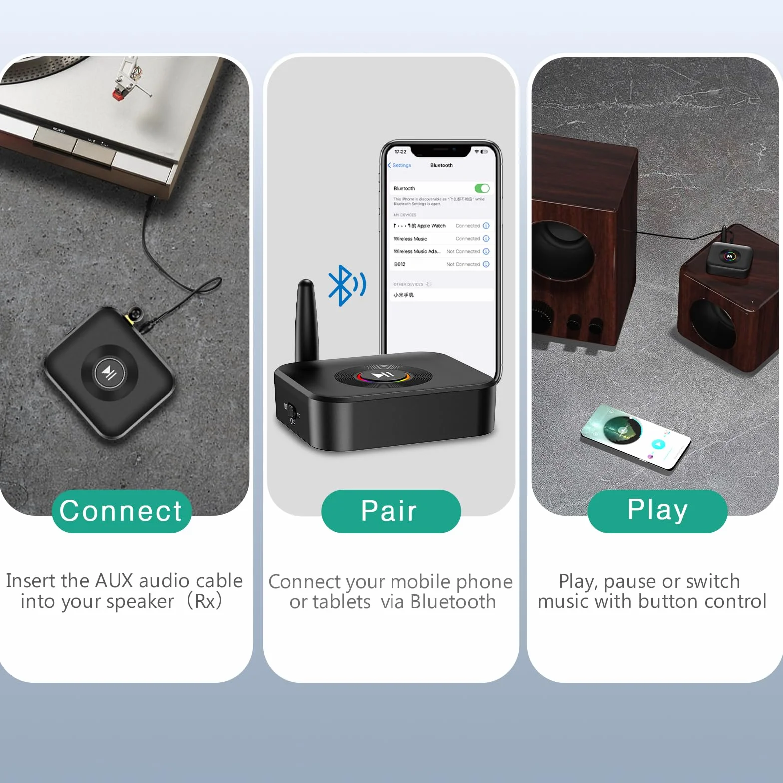 ORIA Adapter audio Bluetooth, odbiornik Bluetooth 5.1, bezprzewodowy adapter Bluetooth 2 w 1, współpracuje z głośnikami, systemem stereo do strumieniowego przesyłania muzyki, obsługuje odtwarzanie