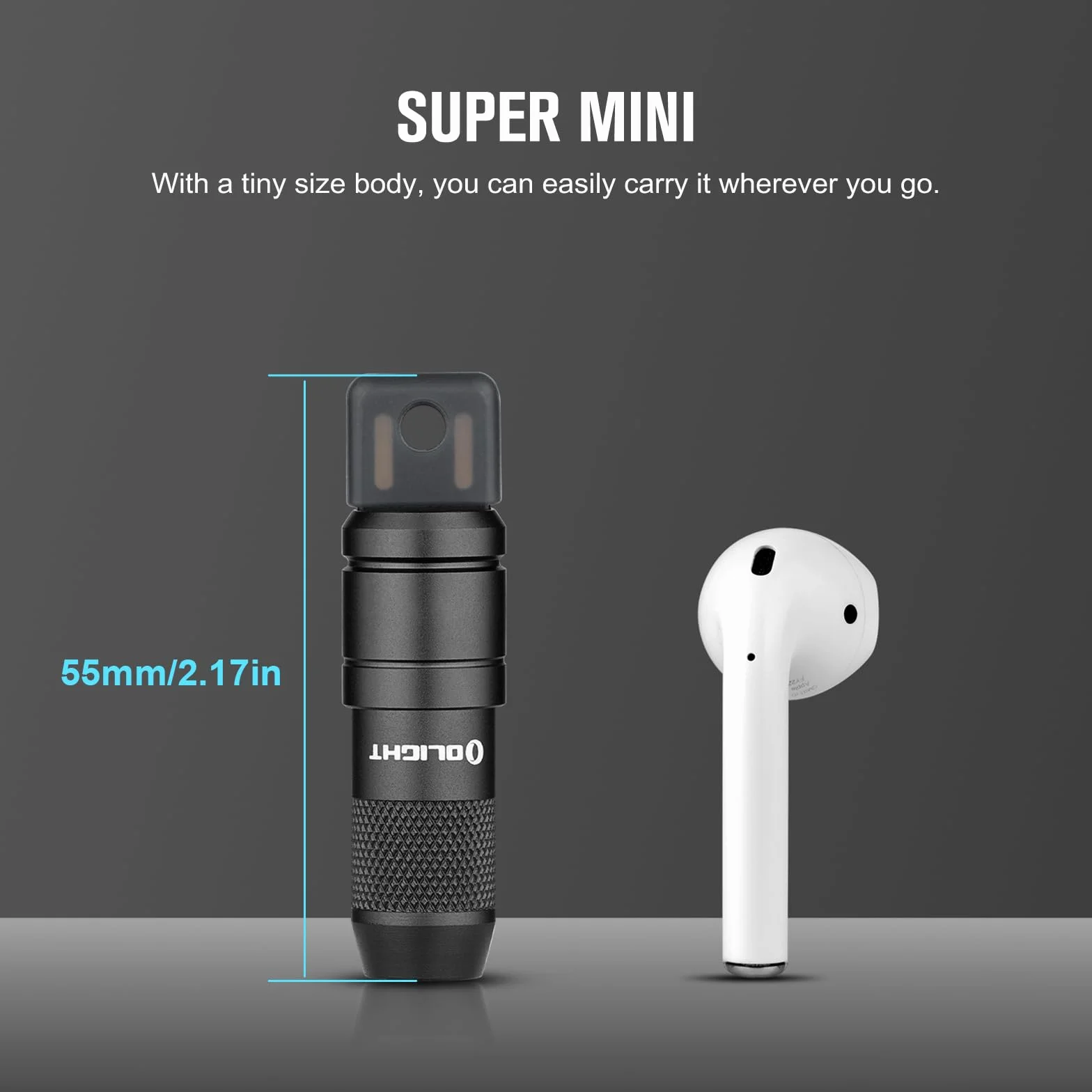 OLIGHT iMini 2 Mini LED USB ładowalna latarka brelok do kluczy z magnetyczną podstawą, 50LM 19,5g EOS brelok do kluczy lampa ręczna, IPX6 mała latarka kempingowa Czarny