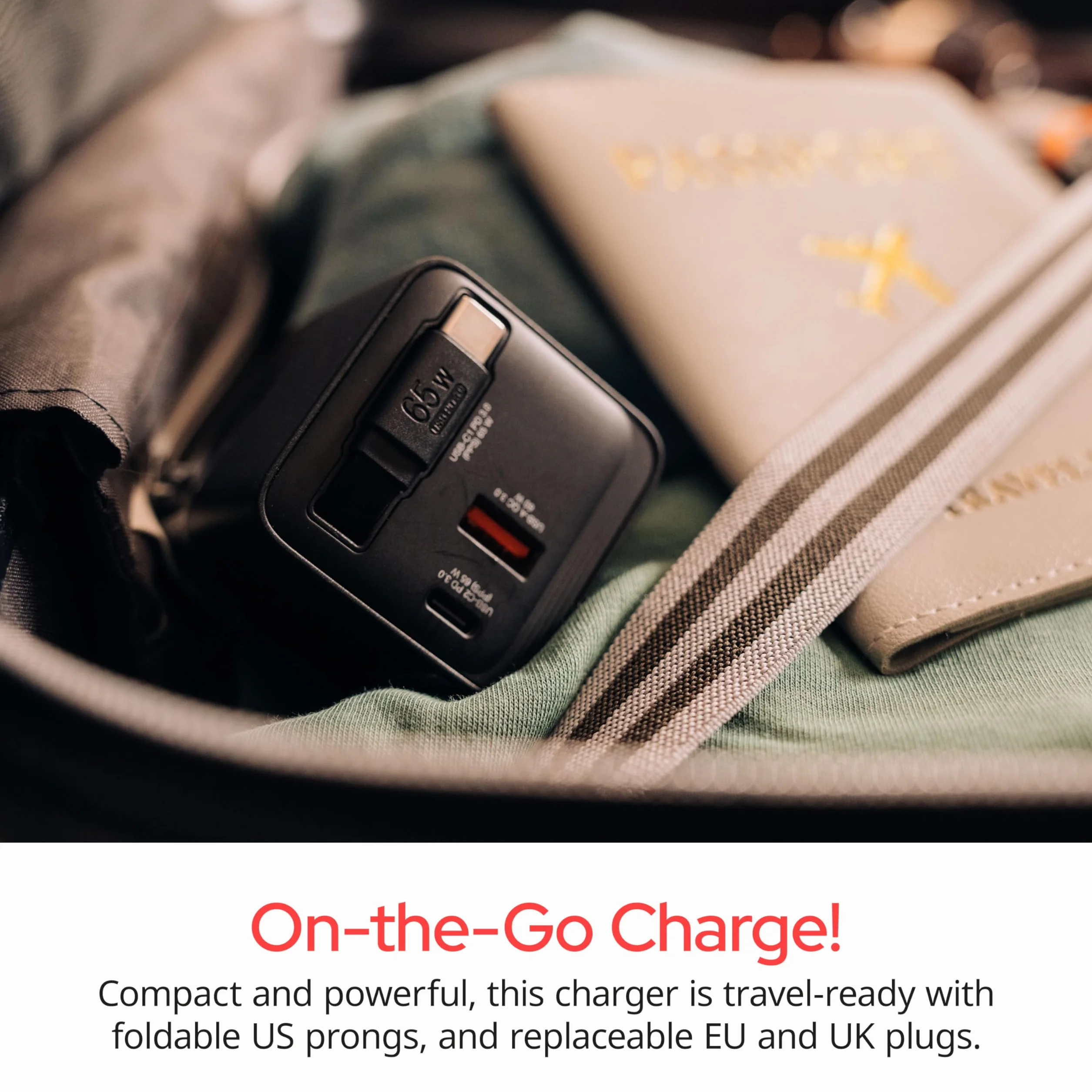 Verbatim GaN Charger 65 W Ładowarka USB-C 2-portowa z Wyciąganym Kablem USB-C i USB-A