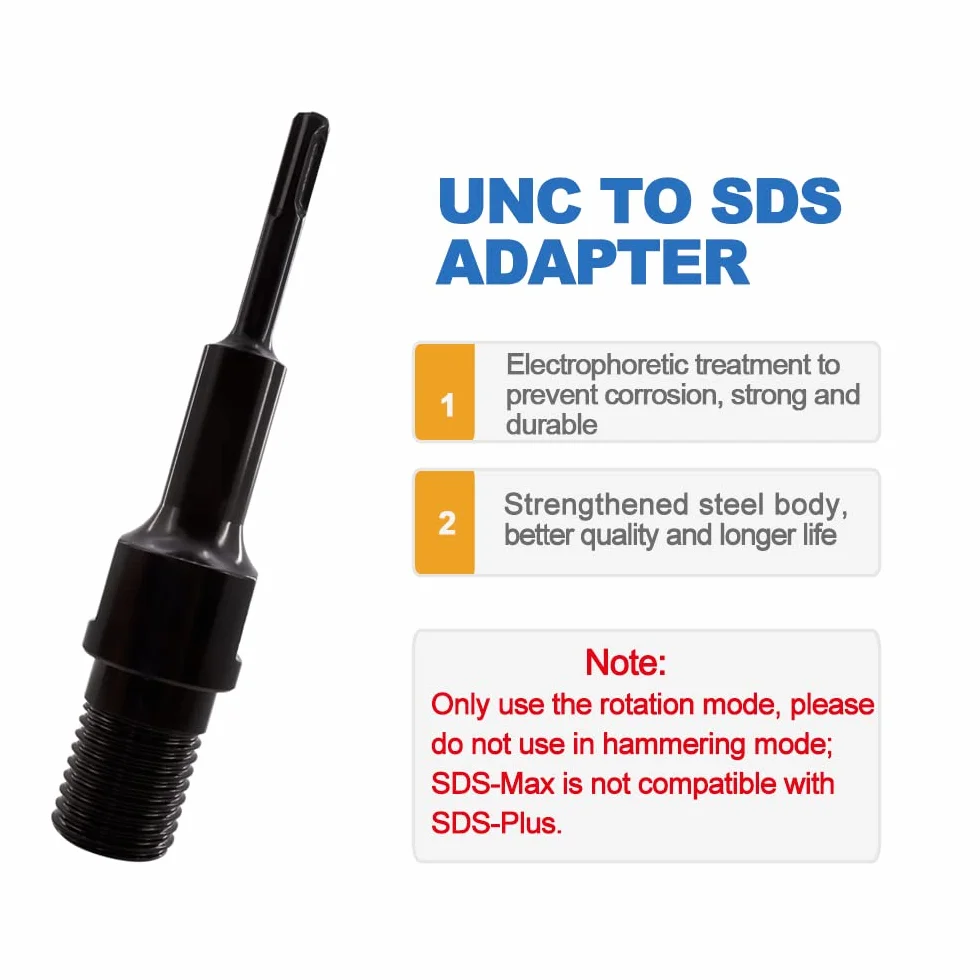 Adapter do wiertła rdzeniowego - 1 1/4"-7 UNC Gwint męski do SDS Plus Adapter chwytu do wiertarki młotkowej diamentowych wierteł rdzeniowych Akcesoria do wierteł udarowych