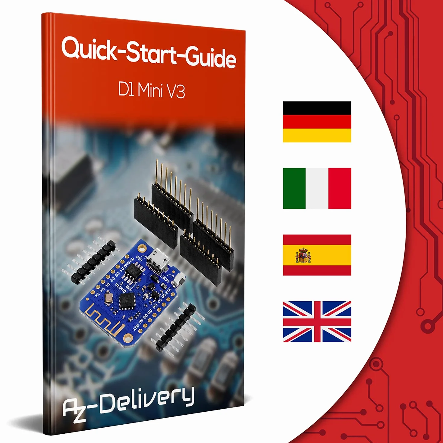 AZDelivery D1 Mini V3 NodeMCU ESP8266EX WLAN Moduł kompatybilny z Arduino