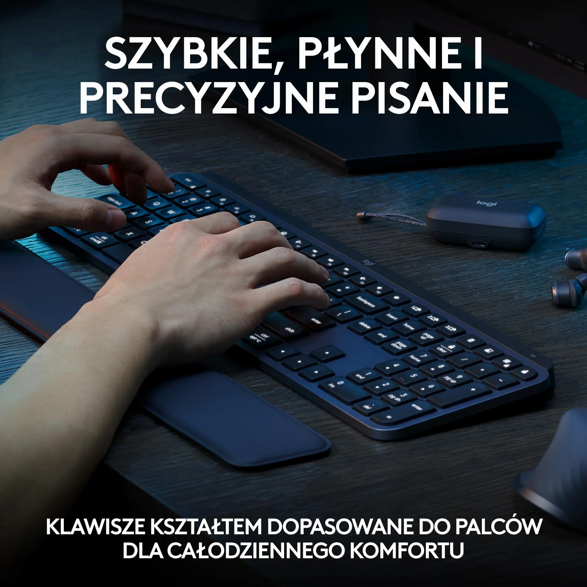 Logitech MX Keys S Bezprzewodowa Klawiatura Niski Profil Cicha Podświetlana Bluetooth USB-C QWERTY US Intl Szary
