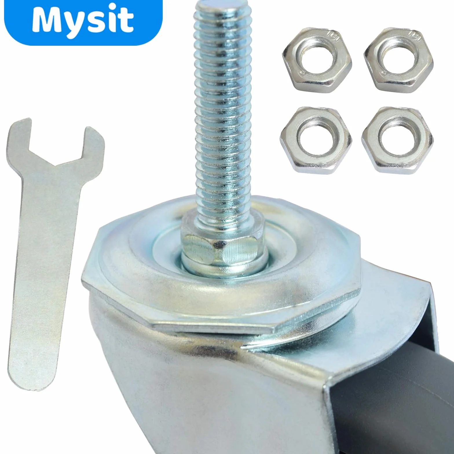 Koła jezdne, trzpień gwintowany 3 cale, kółka TPR 3/8"-16 x 1-1/2", wytrzymałe koło z gumy termoizolacyjnej, nośność 450 funtów, zestaw 4 szt.
