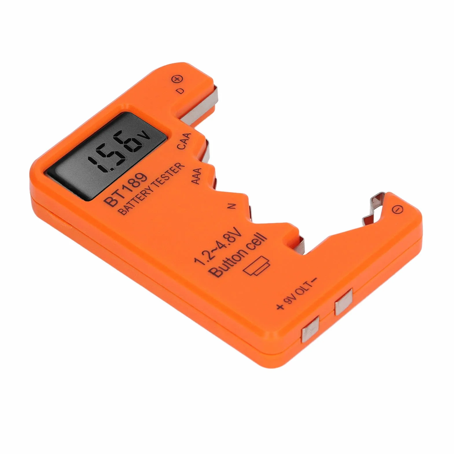Tester Baterii Kontroler, Wyświetlacz LCD Cyfrowy Wyświetlacz Tester Baterii dla AA AAA 6F22 9V 1.5V (Pomarańczowy)