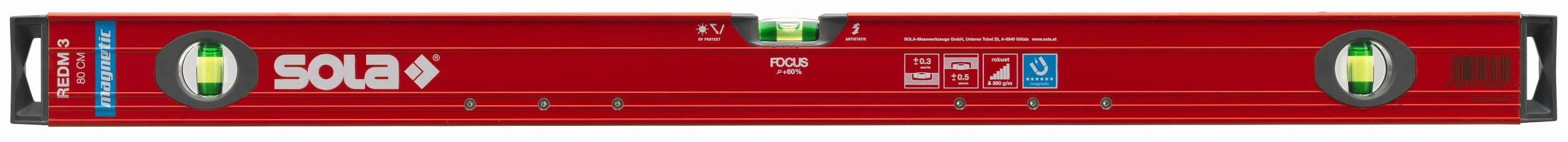 Poziomica magnetyczna LM Big REDM 3 80cm powlek.proszkowo Sola