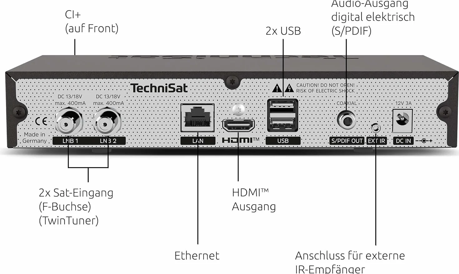 TechniSat DIGIT ISIO S4 – Twin Sat-Receiver z wyświetlaczem alfanumerycznym (HDTV Twin-Tuner, DVB-S2, funkcja nagrywania PVR przez USB lub w sieci, HbbTV, CI+, HDMI) czarny