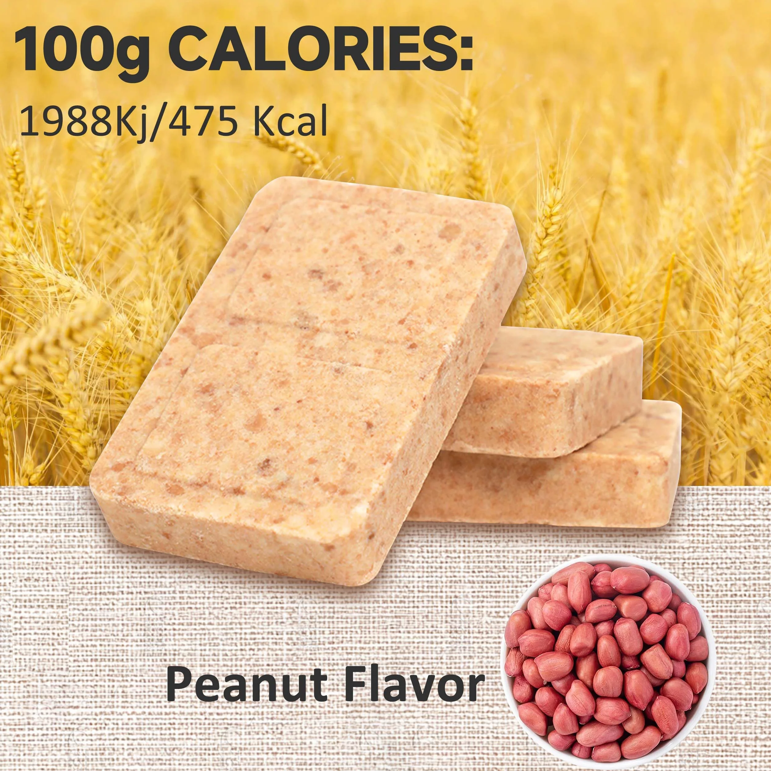 Awaryjne zaopatrzenie w żywność - Peanut Hardtack, Mre Meals Military 2025, bary survivalowe posiłki ratunkowe, kemping piesze wycieczki survivalowe jedzenie batony wysokokaloryczne, 12 sztuk, długi