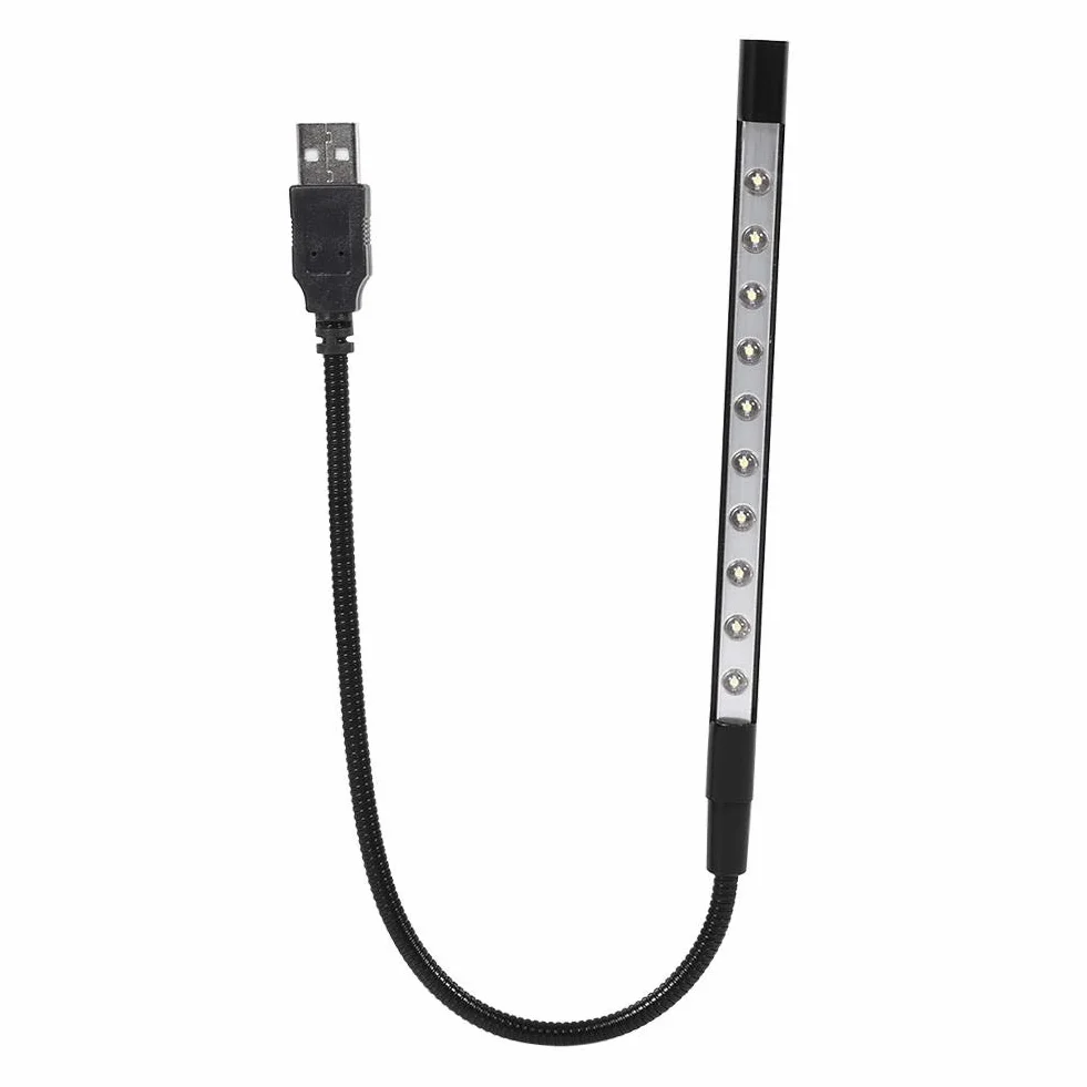 Lampka LED do laptopa 5V USB przenośna obrotowa elastyczna mini ochrona oczu czarna
