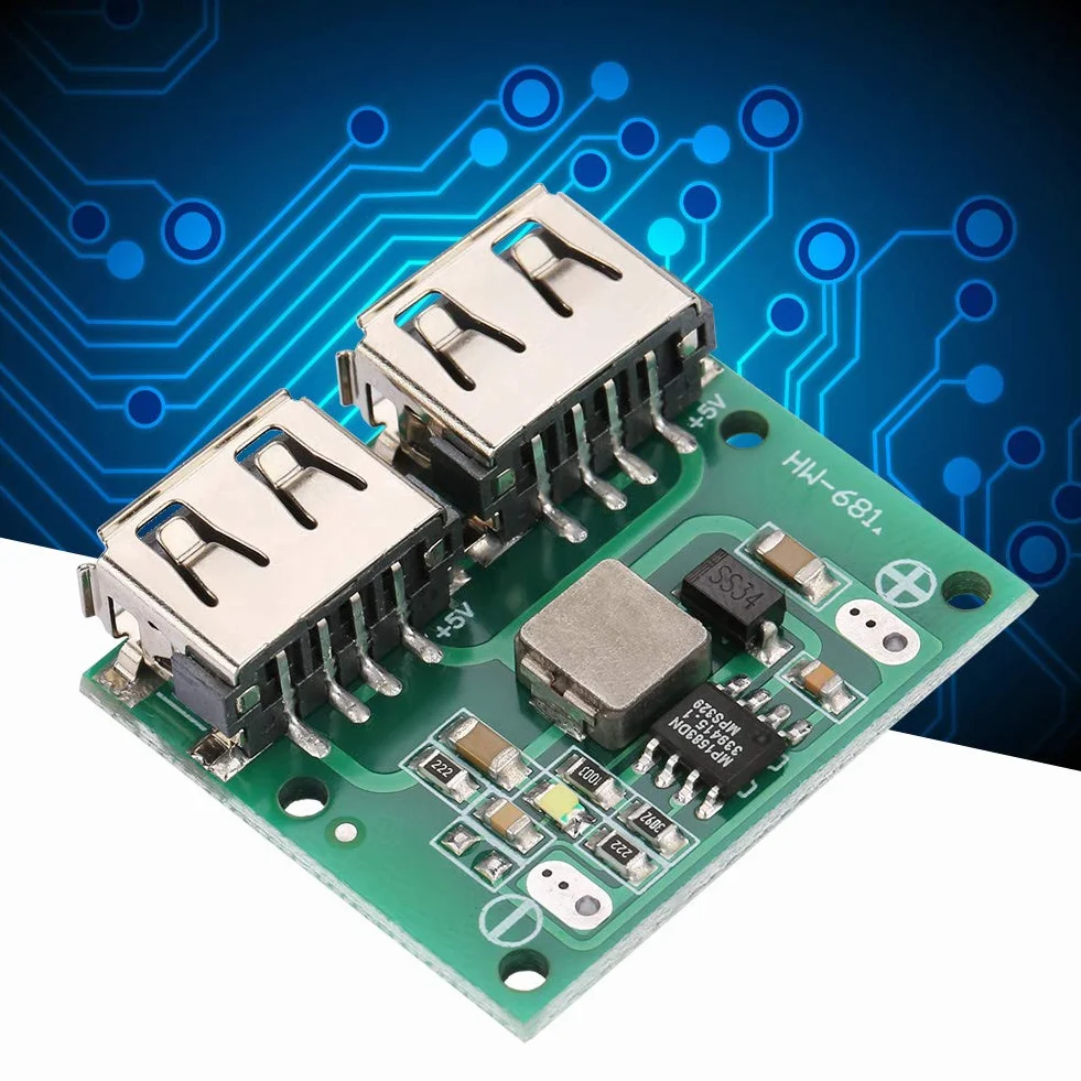 ASHATA Przetwornica z dwoma wyjściami USB, 9 V/12 V/24 V do 5 V 3 A DC-DC Step Down moduł ładowania moduł ładowania zasilacz regulator napięcia wolt transformator płyta