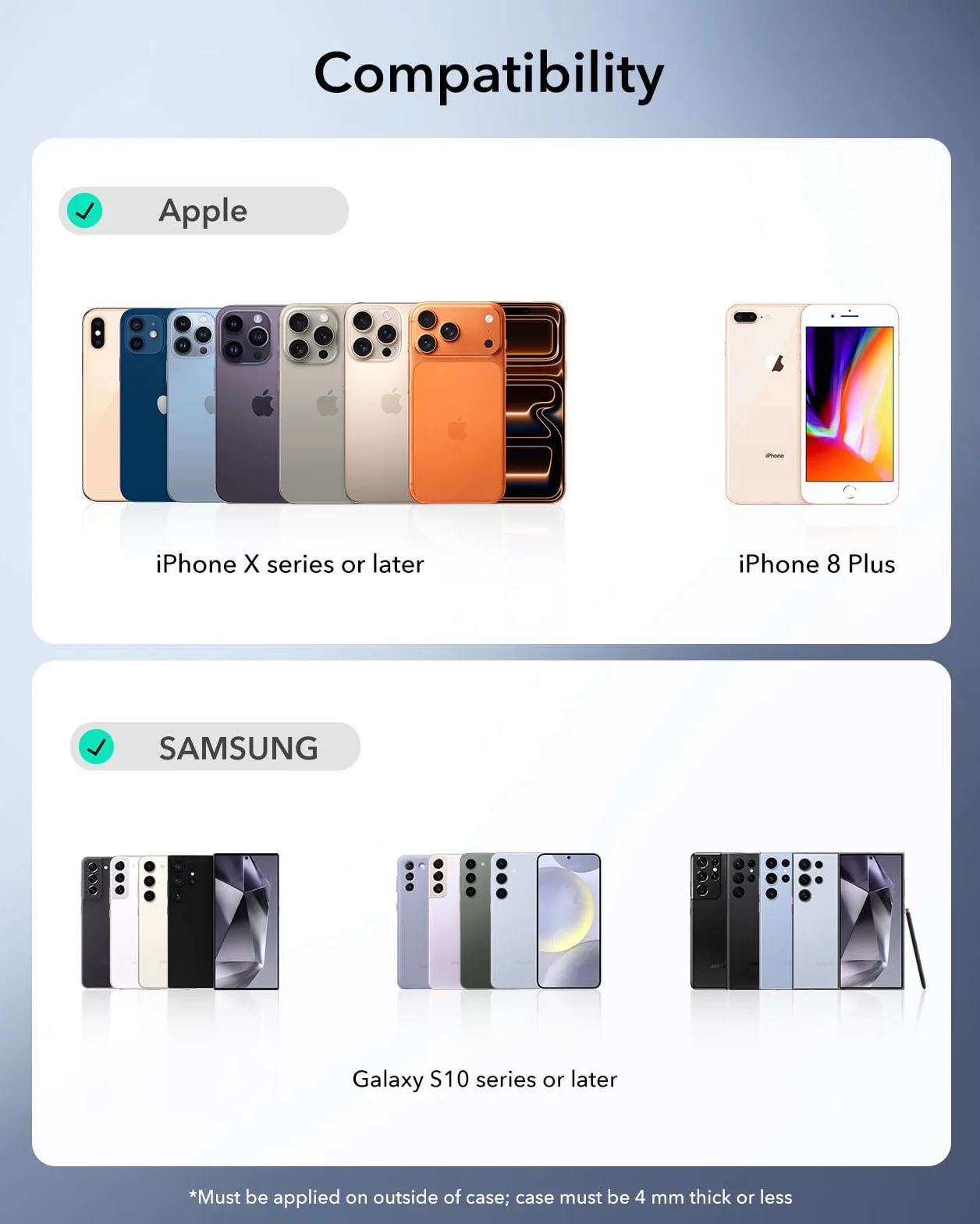 ESR MagSafe metalowy pierścień magnetyczny zestaw konwersji ładowarki bezprzewodowej do iPhone 17 16 16e 15 Galaxy S25 Google Pixel 10