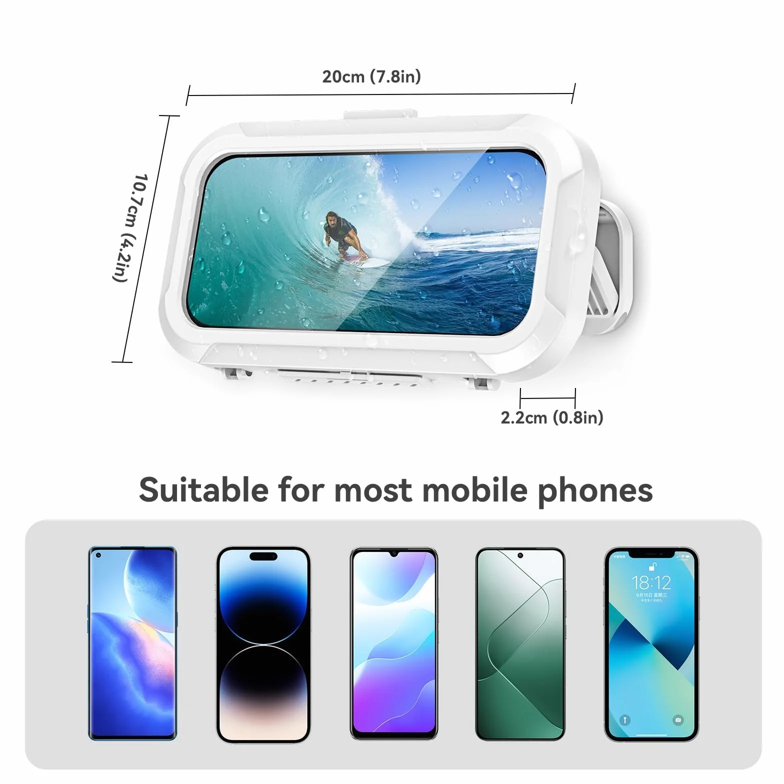 Stojak Na Telefon Komórkowy Pod Prysznic, Prysznicowy Uchwyt Na Telefon Wodoodporny, Obracany O 480°, Wysoka Czułość Ekran Dotykowy Hd, Półka Do Łazienki/Kuchni