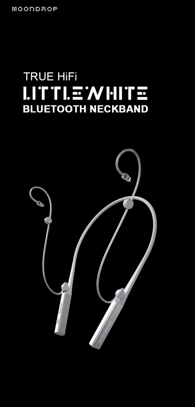 Fanmusic Moondrop Littlewhite Neckband Bluetooth Kabel Słuchawki Bluetooth 5.2 Type-C Zestaw słuchawkowy Aptx