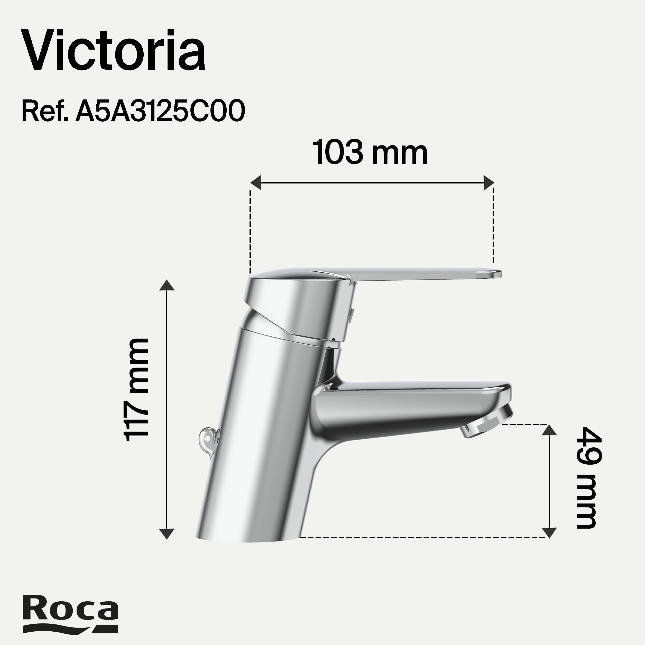 Roca 5 a3125 C00 chrom V2 deck montaż dźwignia mieszająca, z wysuwaną