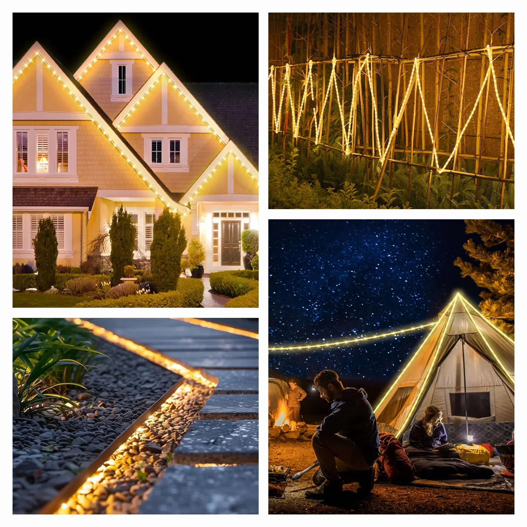 Wąż świetlny LED, 12 m, do użytku na zewnątrz, 432 diody LED, wodoodporny, do użytku wewnątrz i na zewnątrz, na Boże Narodzenie, ogrodzenie oświetlenie dekoracyjne, IP65 ciepła biel (14M)