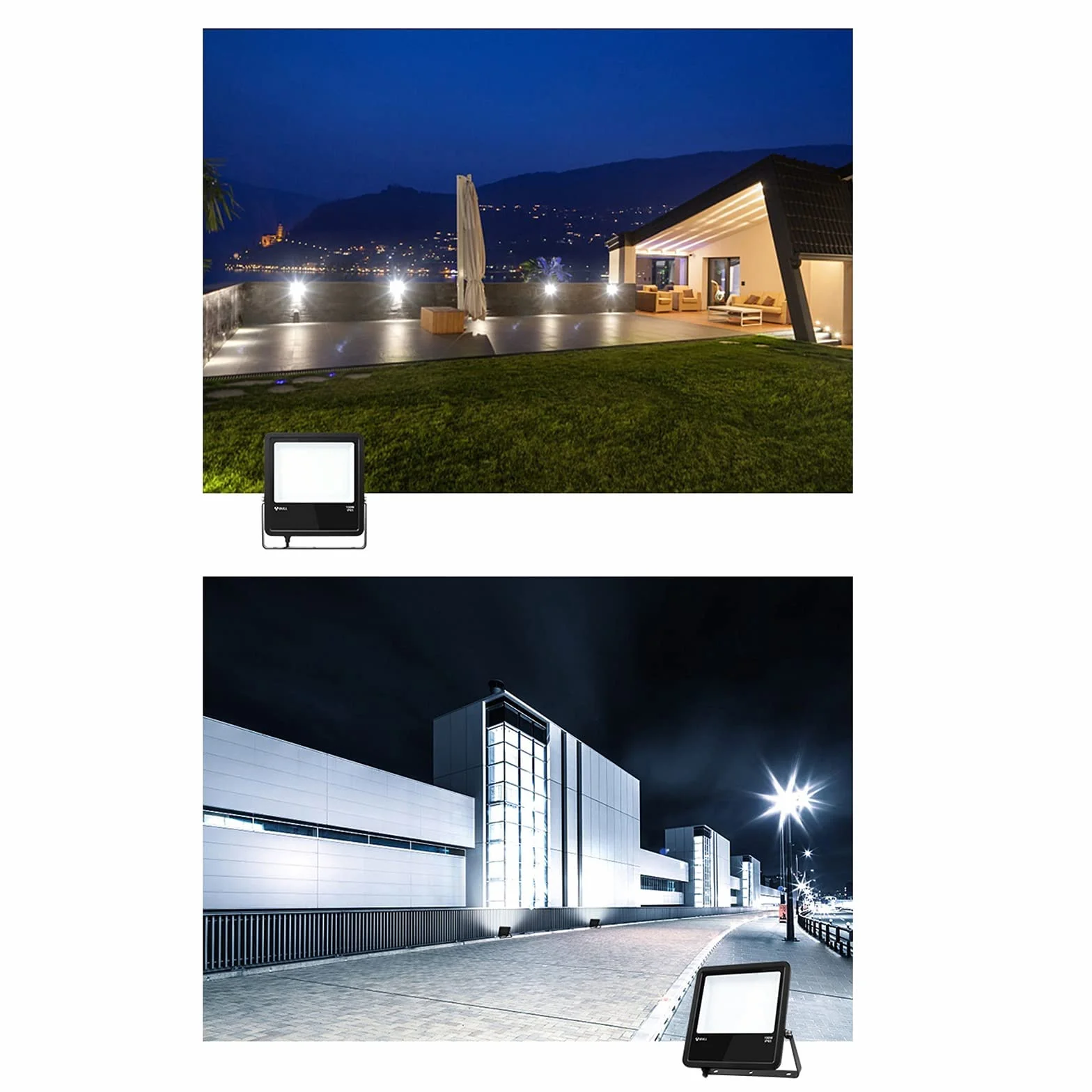 lampy solarne do użytku na zewnątrz, 2550LM-17000LM, 6500K Światło dzienne białe, Zewnętrzne światło powodziowe Kinkiet na podwórko, parking, ogród, ulice, S(100W)