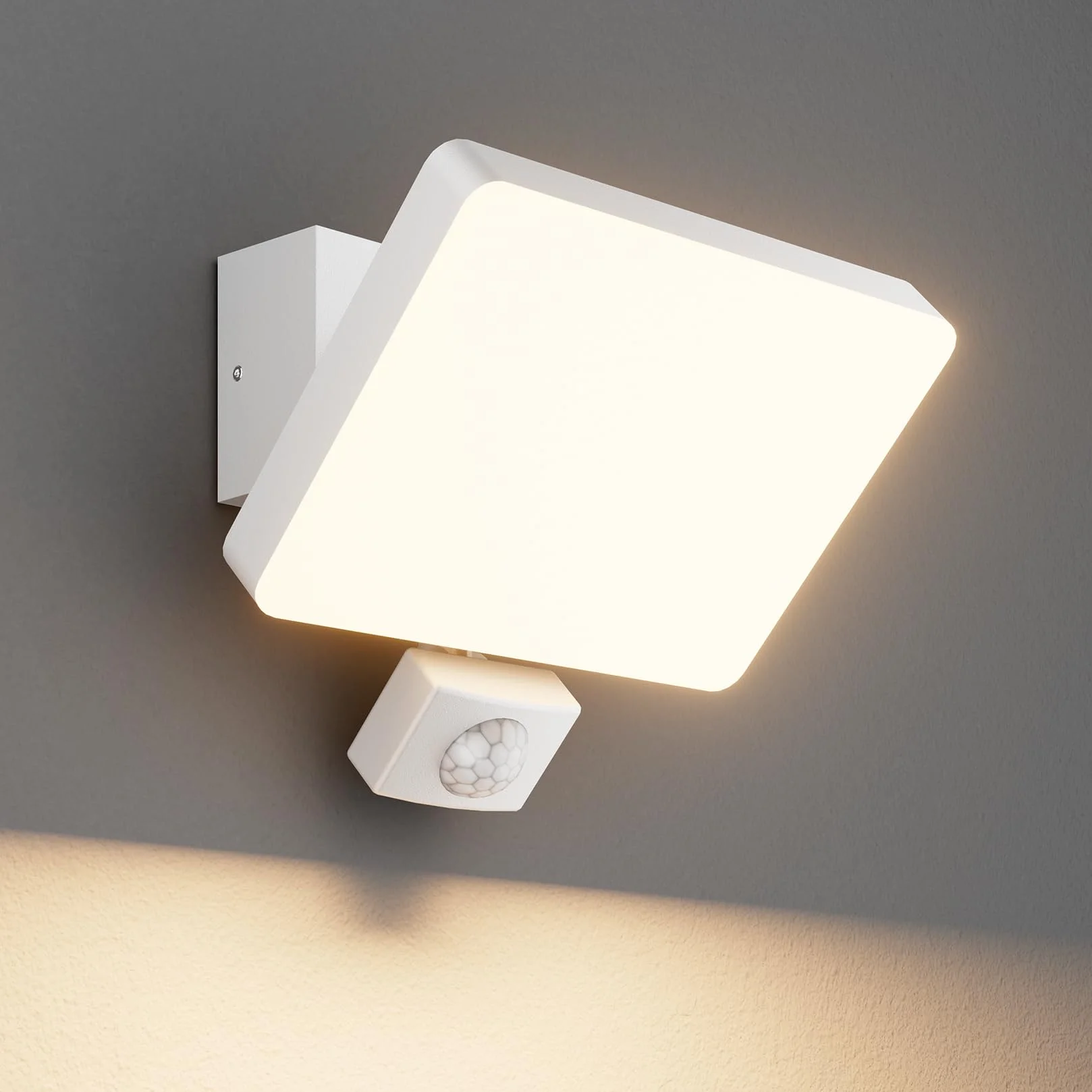 K-Bright Zewnętrzna lampa 24 W z czujnikiem ruchu, światło zewnętrzne regulowany kąt świecenia, 3000 K, ścienna IP65 (biała)