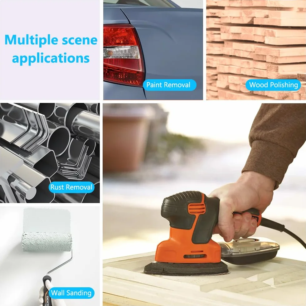 URAQT 22 szt. Black and Decker podkładki szlifierskie do myszy, podkładki szlifierskie do myszy z 2 dodatkowymi wymiennymi głowicami, ziarnistość 80, pasują do szlifierki palmowej Black and Decker