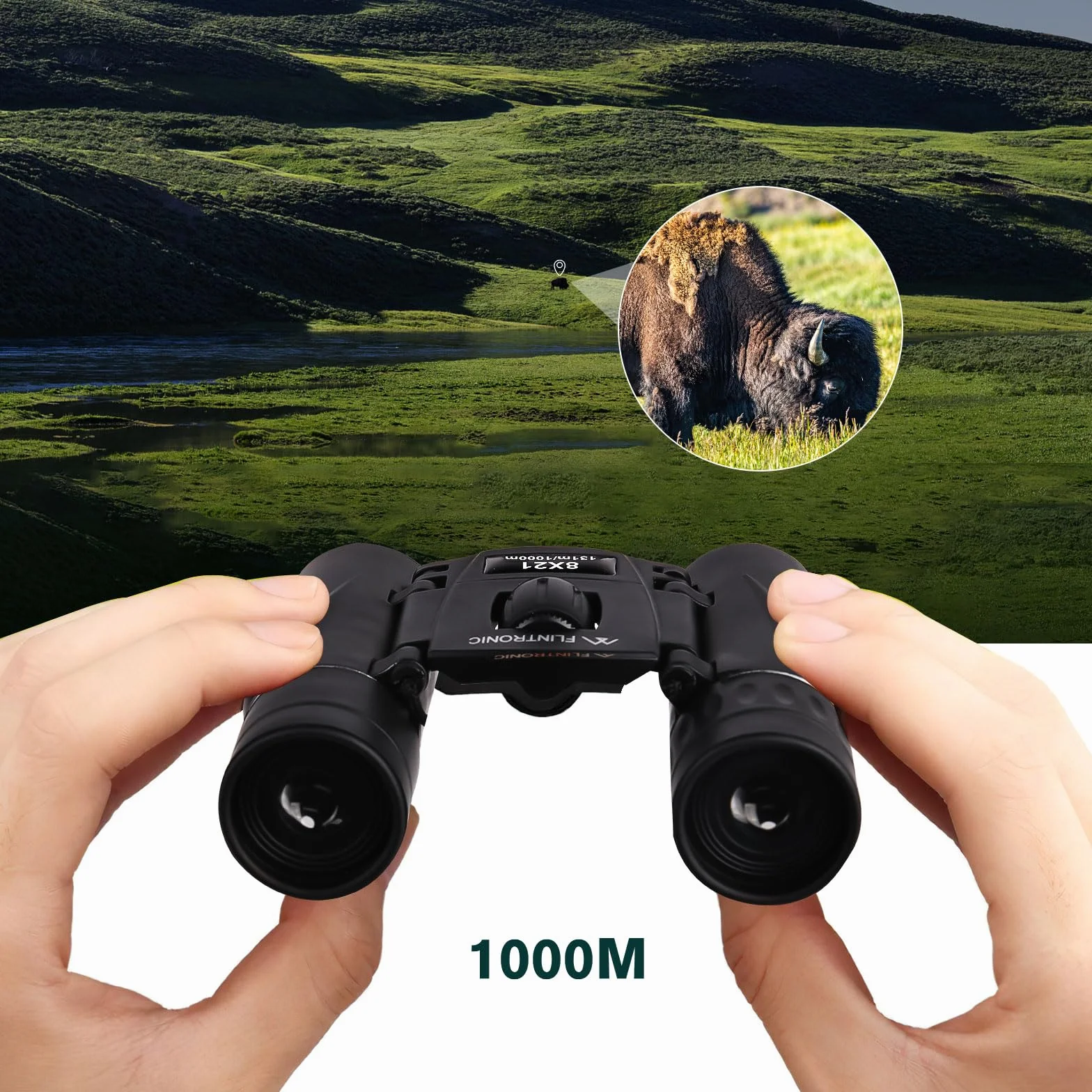 Flintronic Lornetka 8x21 HD wodoodporna składana kompaktowa
