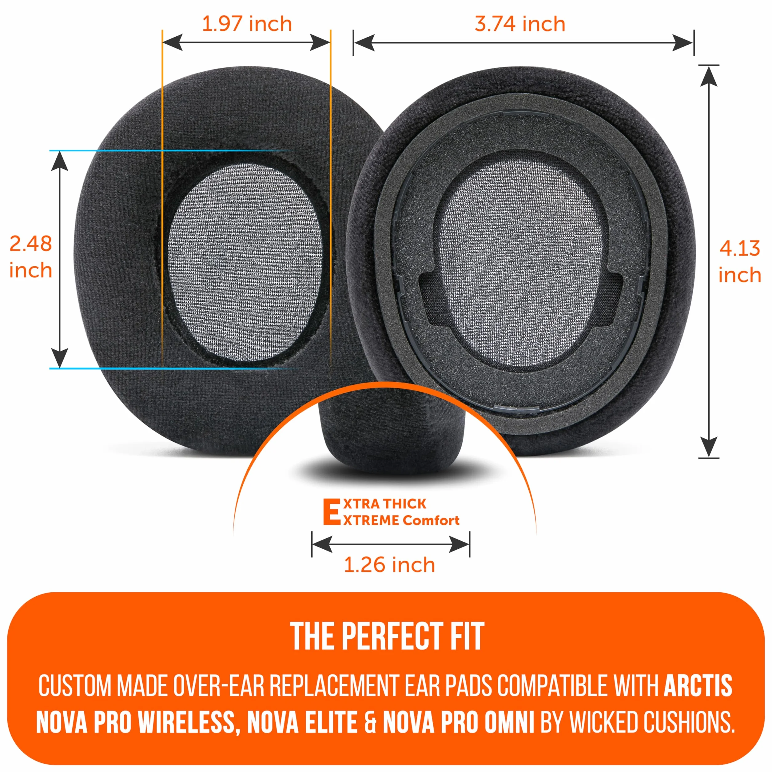 WC StealthZ Nova Pro Wireless Nauszniki FPS do Słuchawek Arctis Nova Pro Wireless, Nova Elite, Nova Pro Omni GadgetryTech Wicked Cushions Black