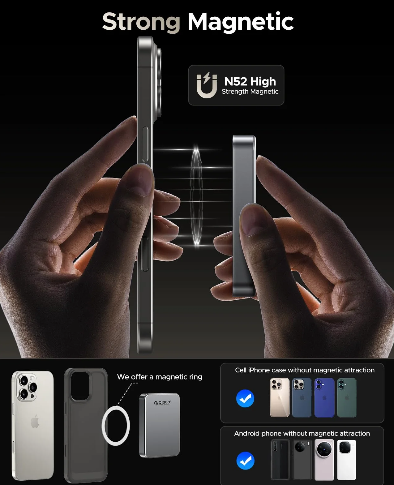 ORICO 512GB SSD zewnętrzny magnetyczny USB 3.2 Gen1 460MB/s iPhone 16 Pro Max