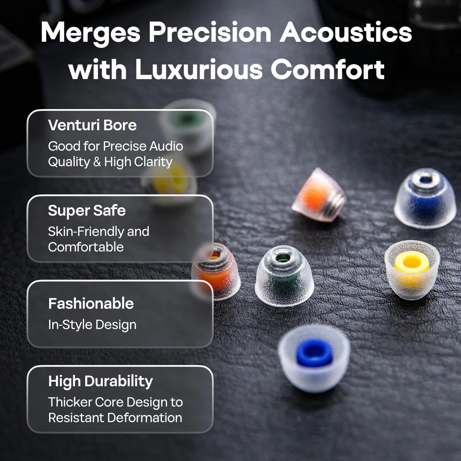 Tangzu Tang Sancai Noble Earbud Tips ze stali nierdzewnej, wymienne silikonowe końcówki IEM, 4 pary XS/S/M/L