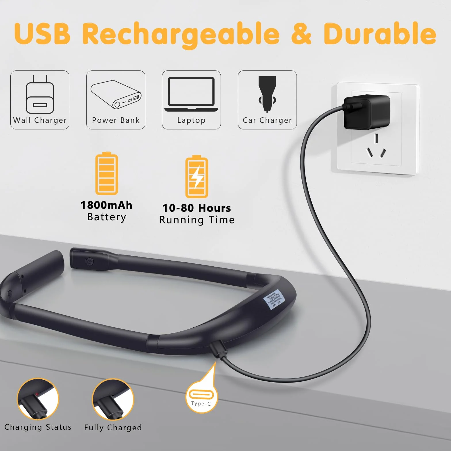 Alyvisun Lampka do Czytania Książki Na Szyję, LED Lampki Do Książek w Łóżku USB Ladowania Przenośne Neck Reading Book Light na Drutach, Napraw, Podróży, na Kemping