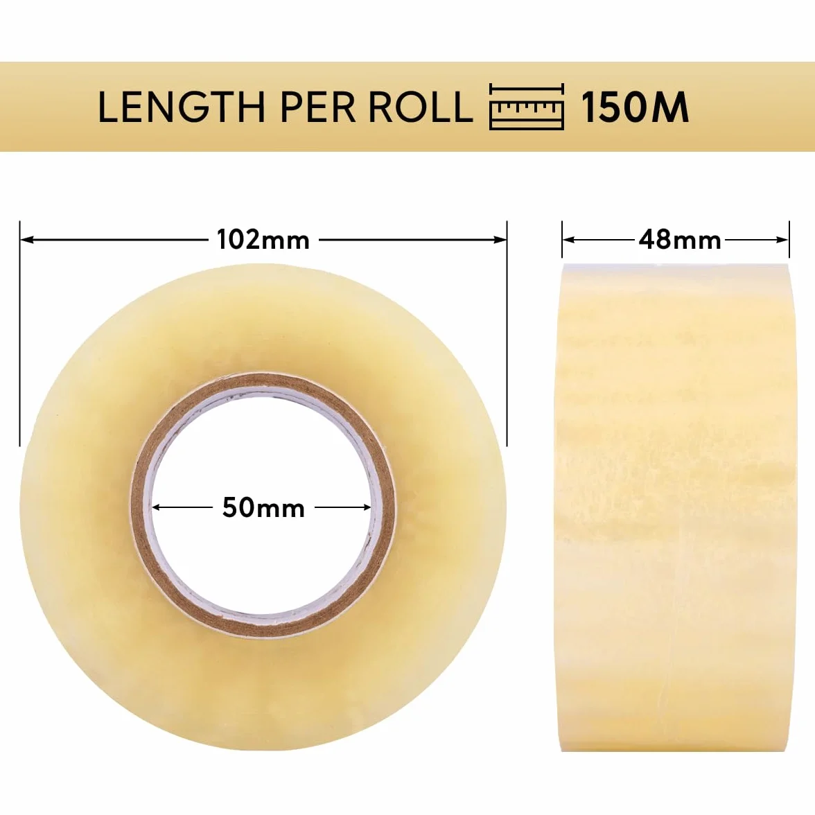 verpacking 36 x taśma klejąca HIGH TACK przezroczysta głośna odwijana, 48 mm x 150 metrów bieżących taśma do pakowania, taśma klejąca z rdzeniem 2 cale