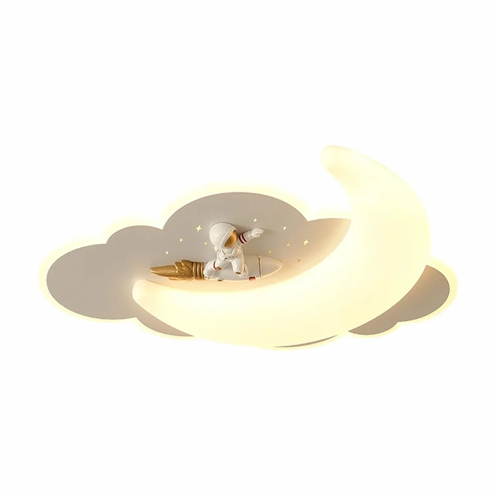 Nowoczesna Lampa Sufitowa LED Cloudy Moon Dziecięca Dekoracyjna Lampa Sufitowa Z Kreskówkowym Astronautą Z Możliwością Ściemniania Do Sypialni Korytarza Pokoju Dziecięcego I Żłobka(A)