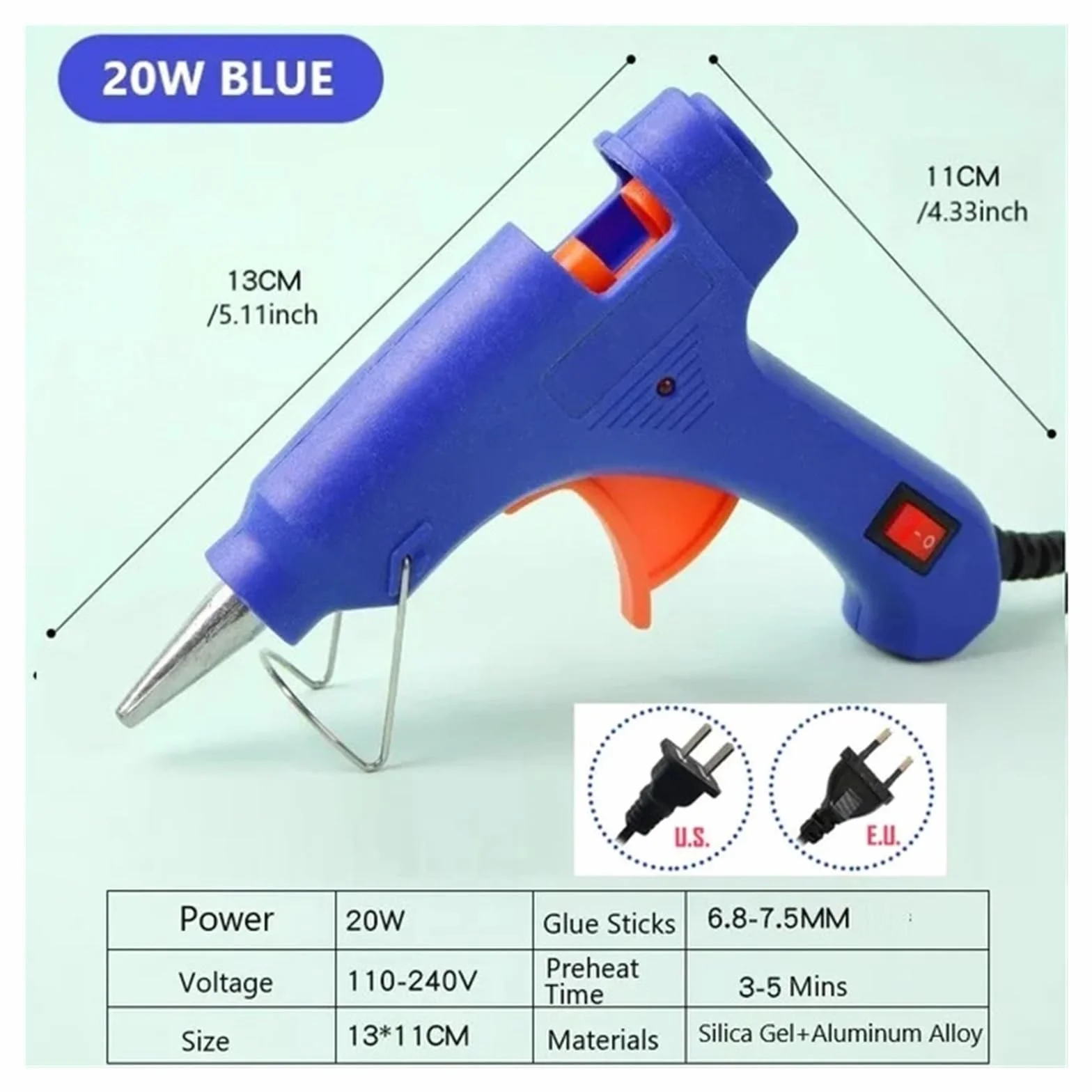 RUHEN Pistolet do klejenia na gorąco 20 W mini pistolety domowe DIY Termoelektryczne narzędzie do naprawy użyj patyczków klejowych 7 mm do projektów rzemieślniczych DIY i szybkich napraw w domu