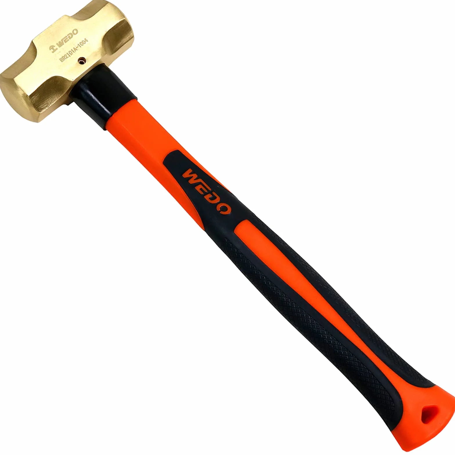 WEDO Mosiężny młot kowalski młotek z uchwytem z włókna szklanego, niemagnetyczny, matrycowy, odporny na korozję, standard DIN, 2,3 kg, 400 mm, 40,6 cm