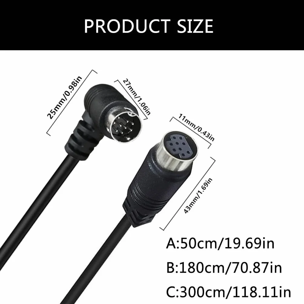 Kabel wideo mini DIN 9-pinowy męski na żeński do kamery telewizyjnej